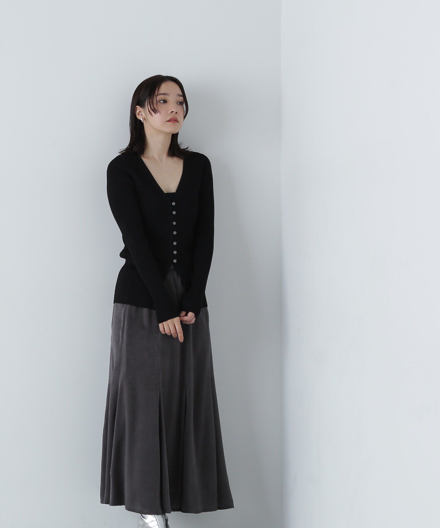  「ピーチタッチサテンフレアスカート」|スカート|