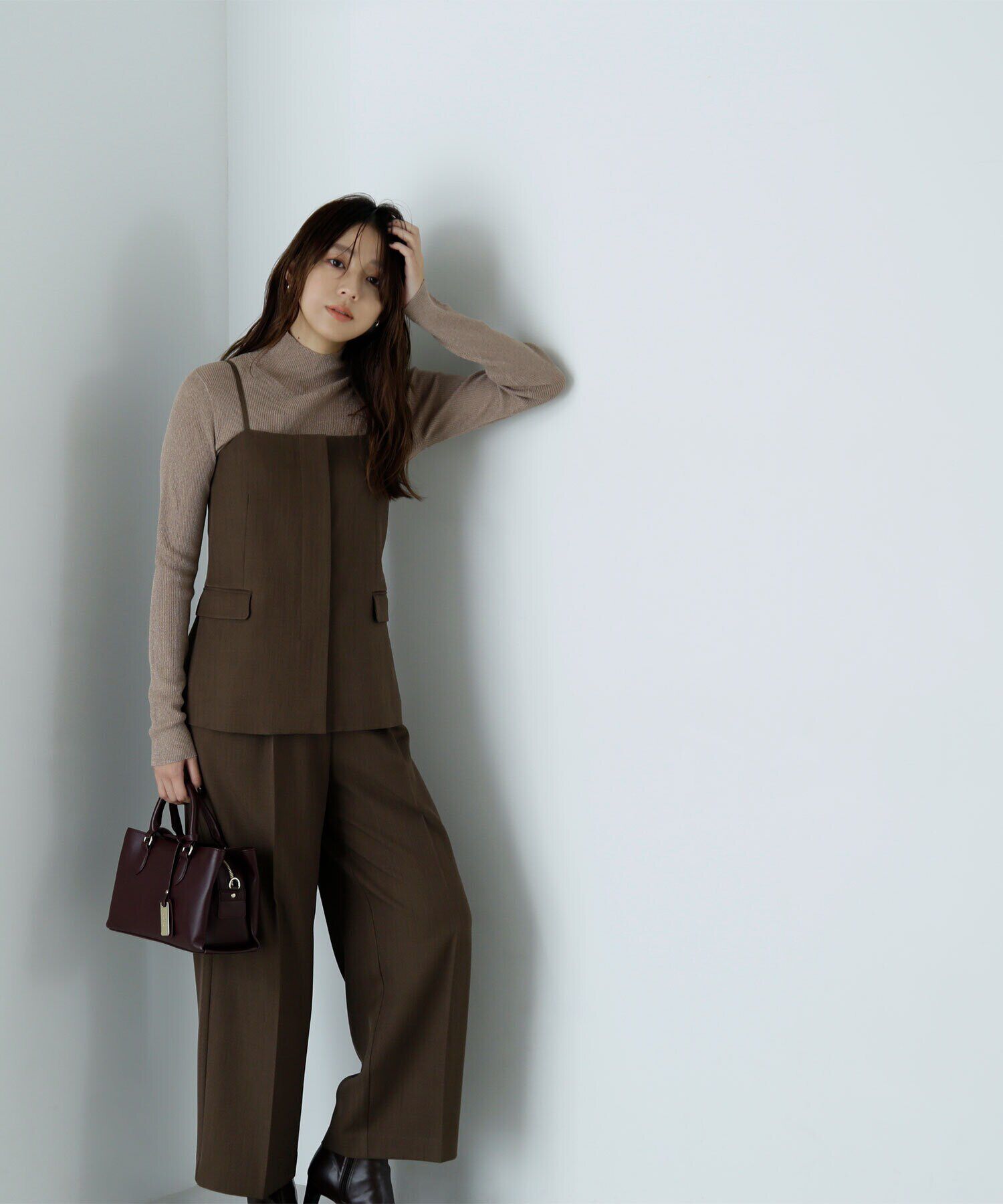  「マニッシュビスチェセットアップ」|ワンピース|ダークブラウ 1