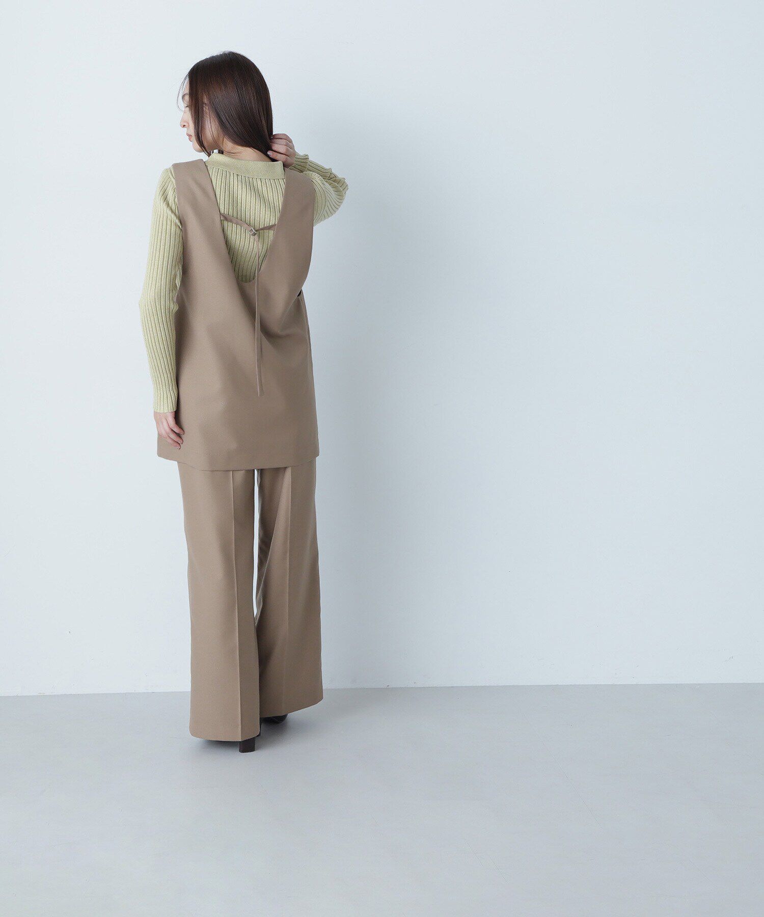  「Uネックチュニック＆ワイドパンツ」|ワンピース|キャメル1