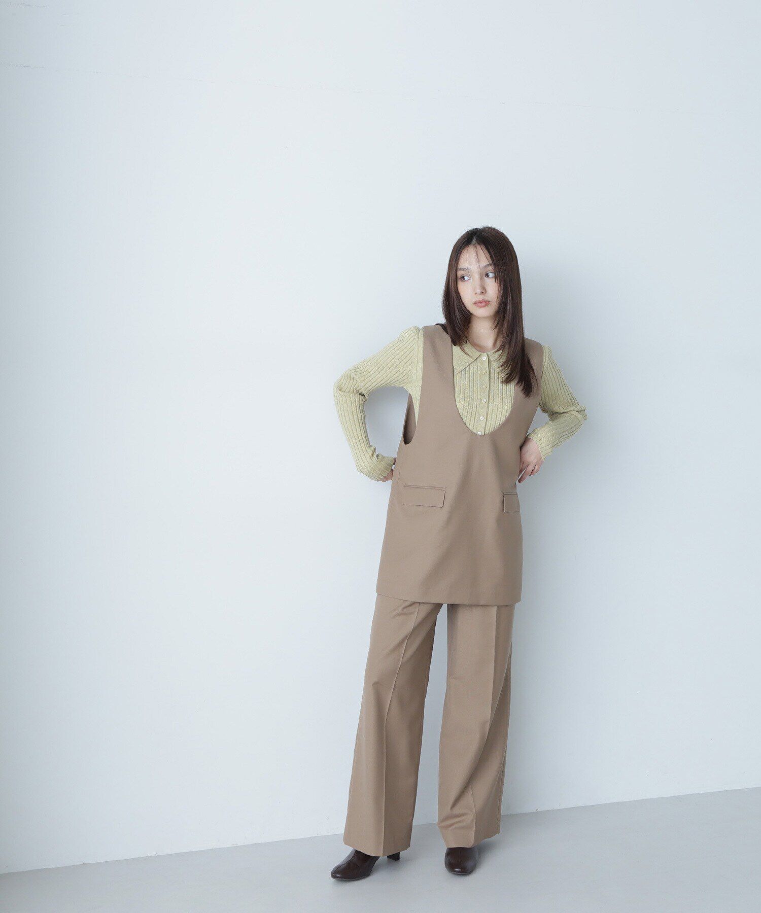  「Uネックチュニック＆ワイドパンツ」|ワンピース|