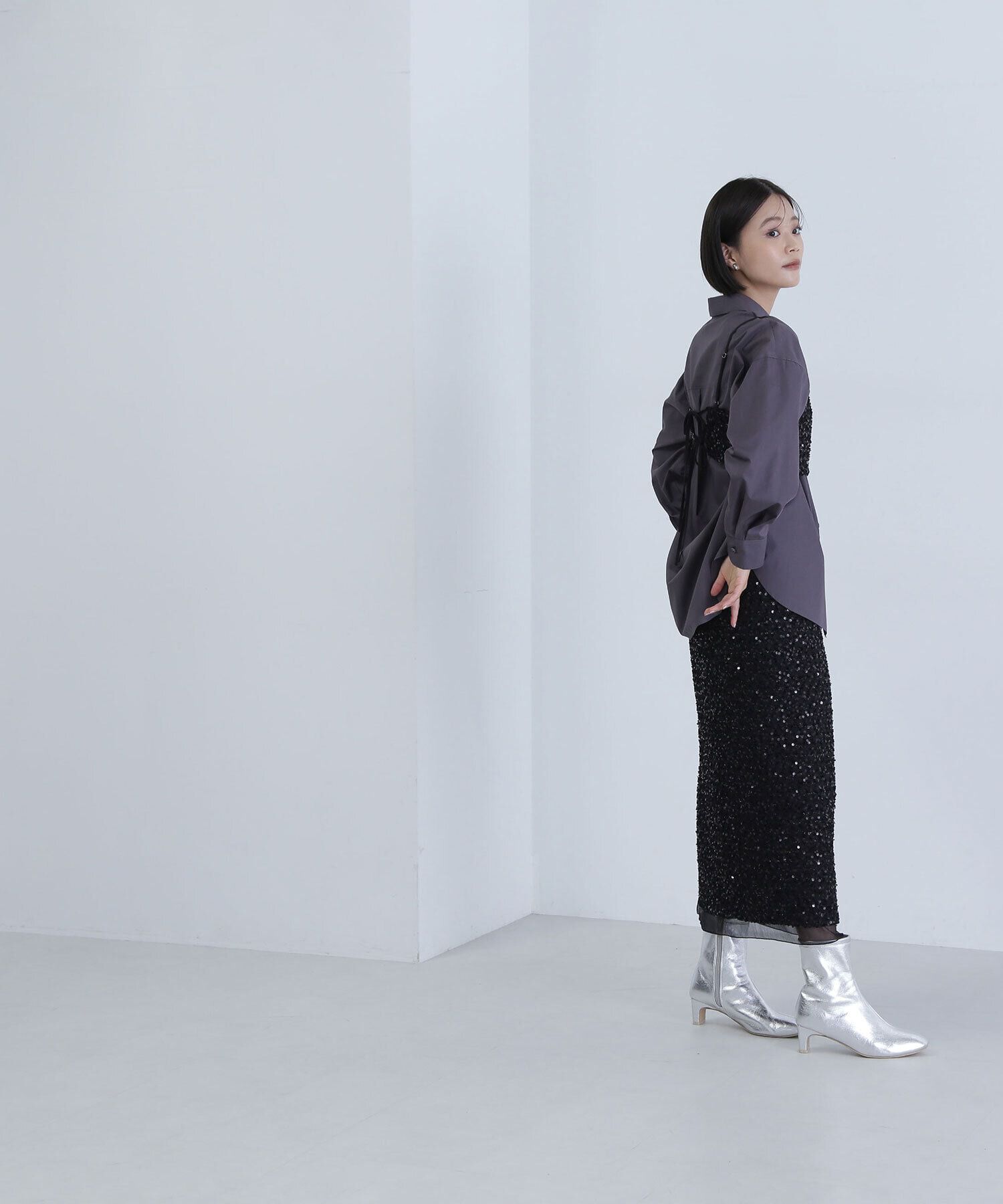  「スパンコールナロースカート」|スカート|