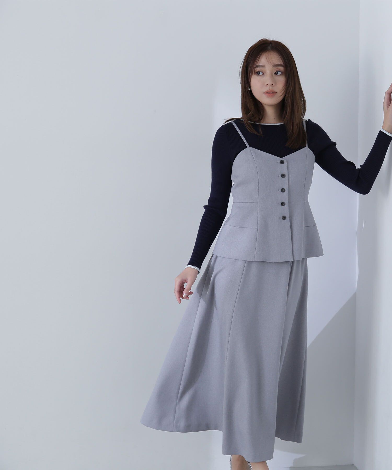  「キャミビスチェ＆フレアスカート」|ワンピース|