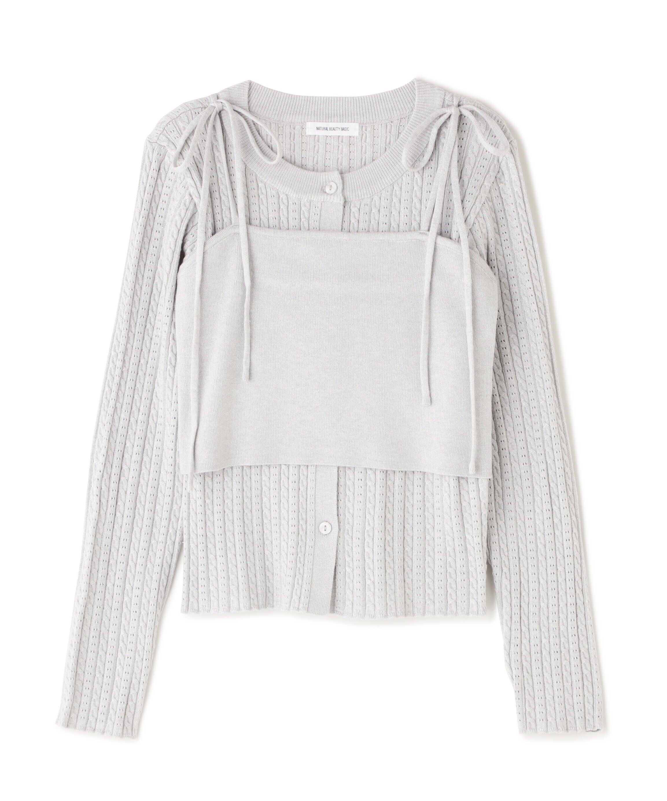  「ラメケーブルカーデ＆ビスチェ」|ニット・セーター|