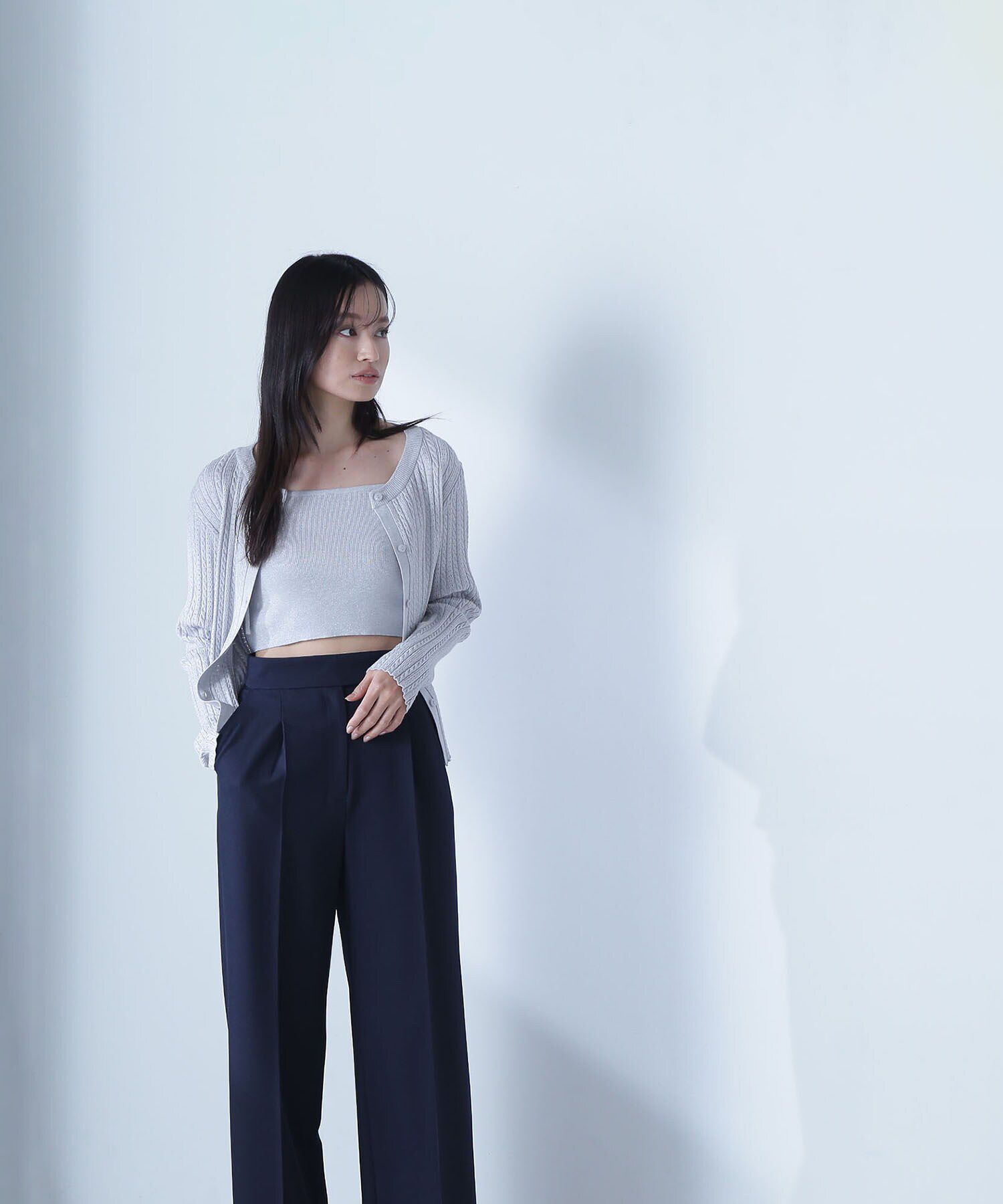  「ラメケーブルカーデ＆ビスチェ」|ニット・セーター|