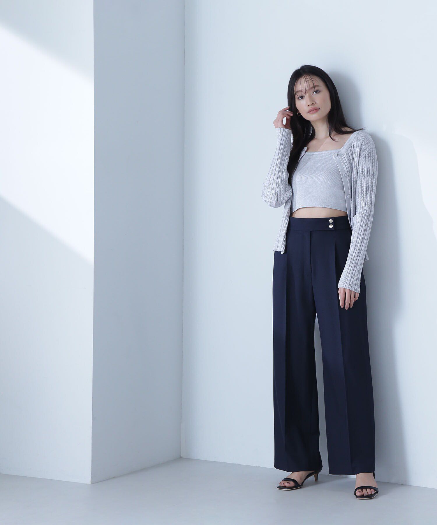  「ラメケーブルカーデ＆ビスチェ」|ニット・セーター|