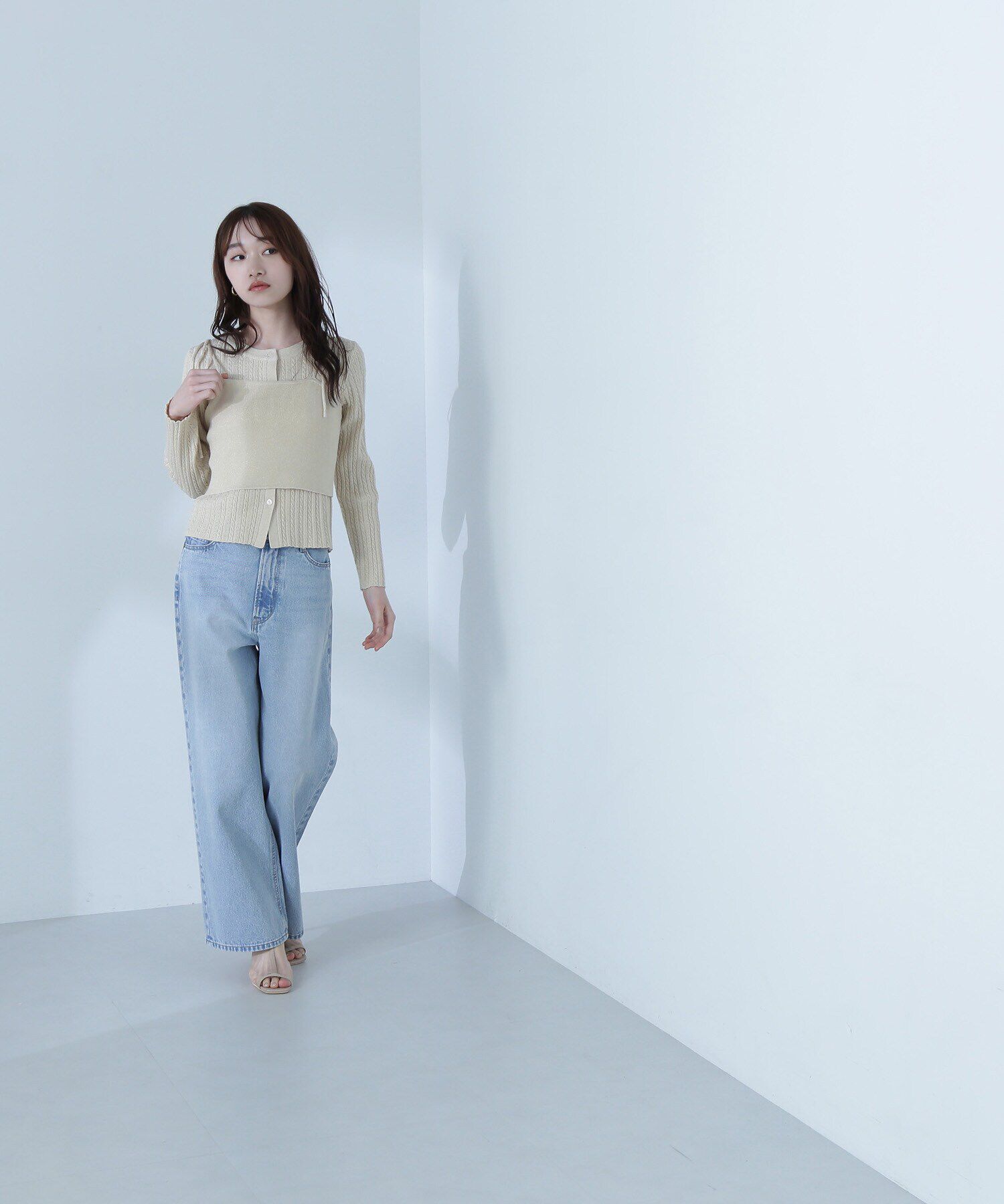  「ラメケーブルカーデ＆ビスチェ」|ニット・セーター|