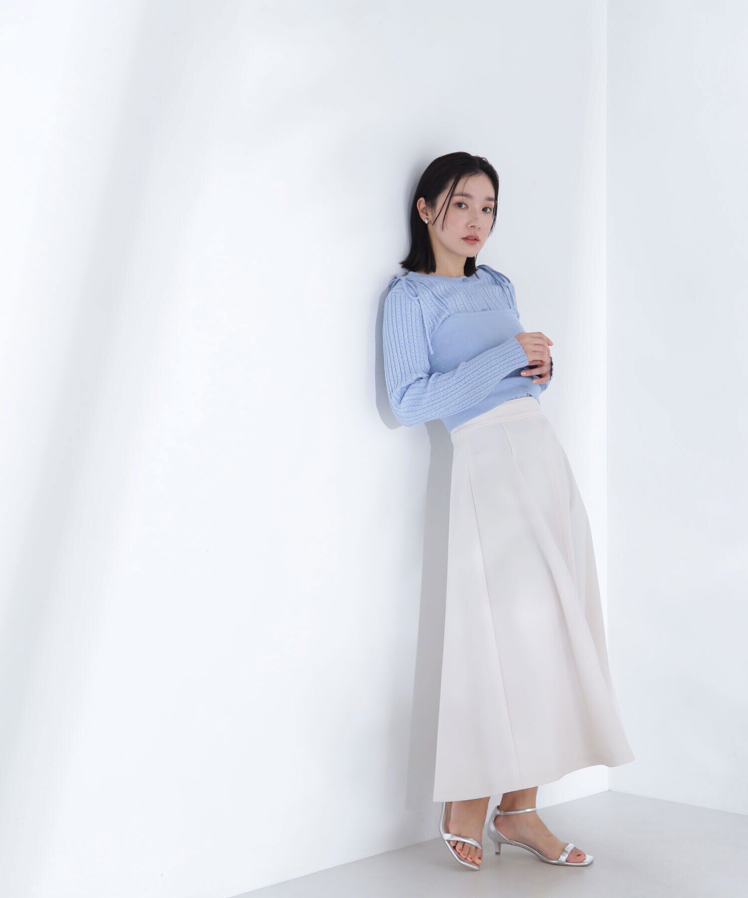  「ラメケーブルカーデ＆ビスチェ」|ニット・セーター|