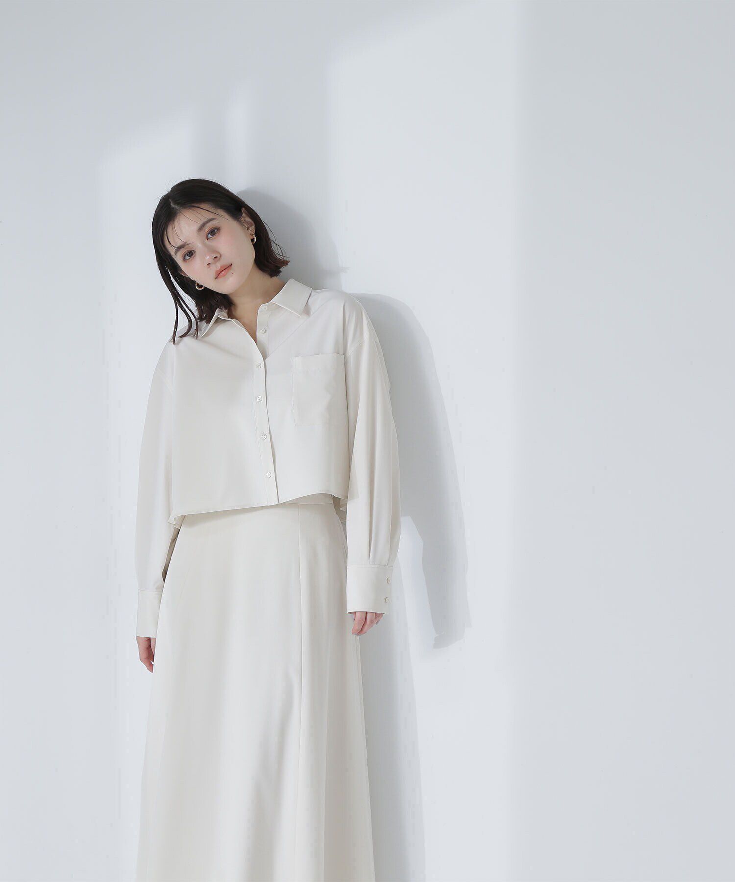  「クロップドシャツ＆フレアスカート」|ワンピース|