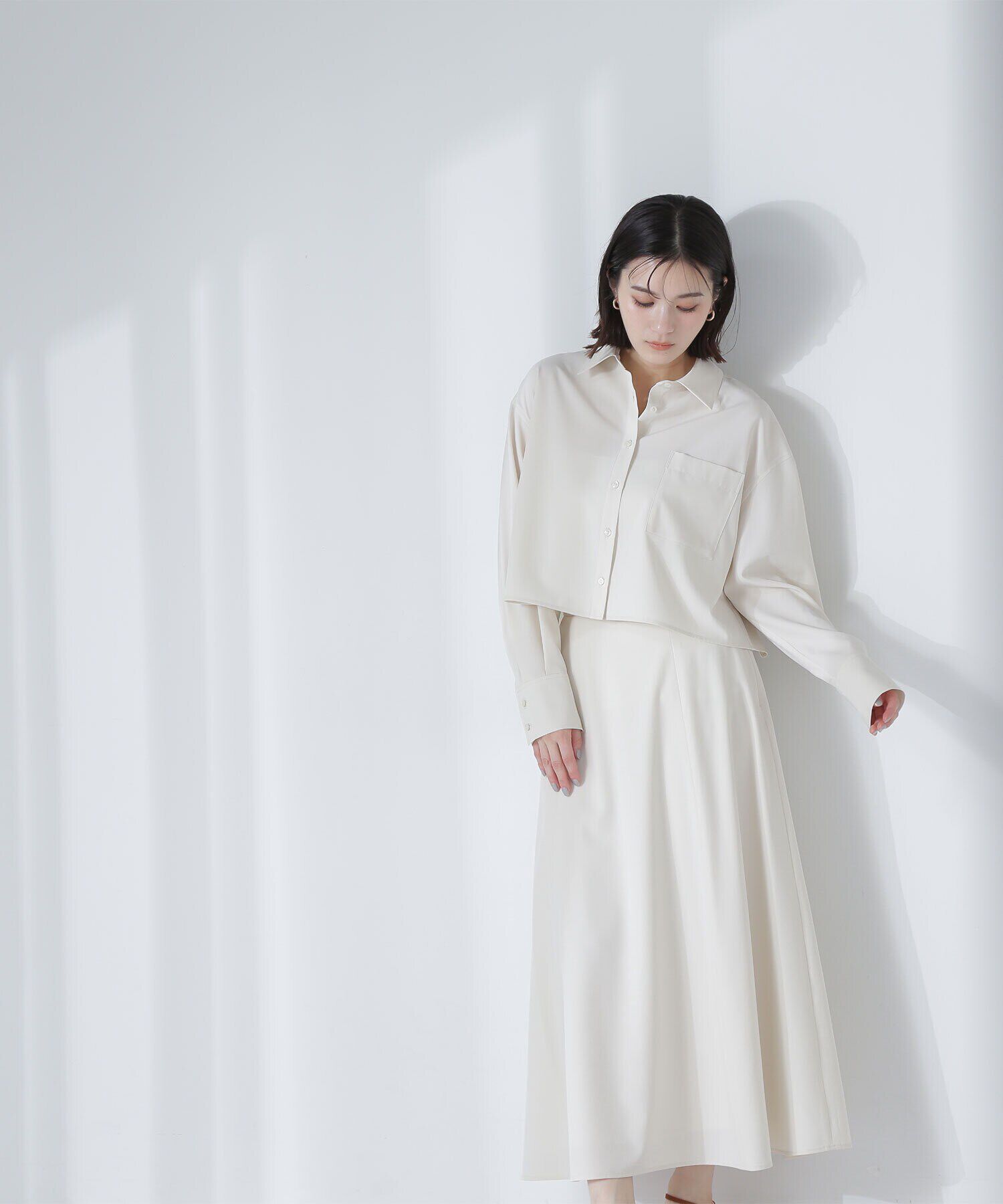  「クロップドシャツ＆フレアスカート」|ワンピース|