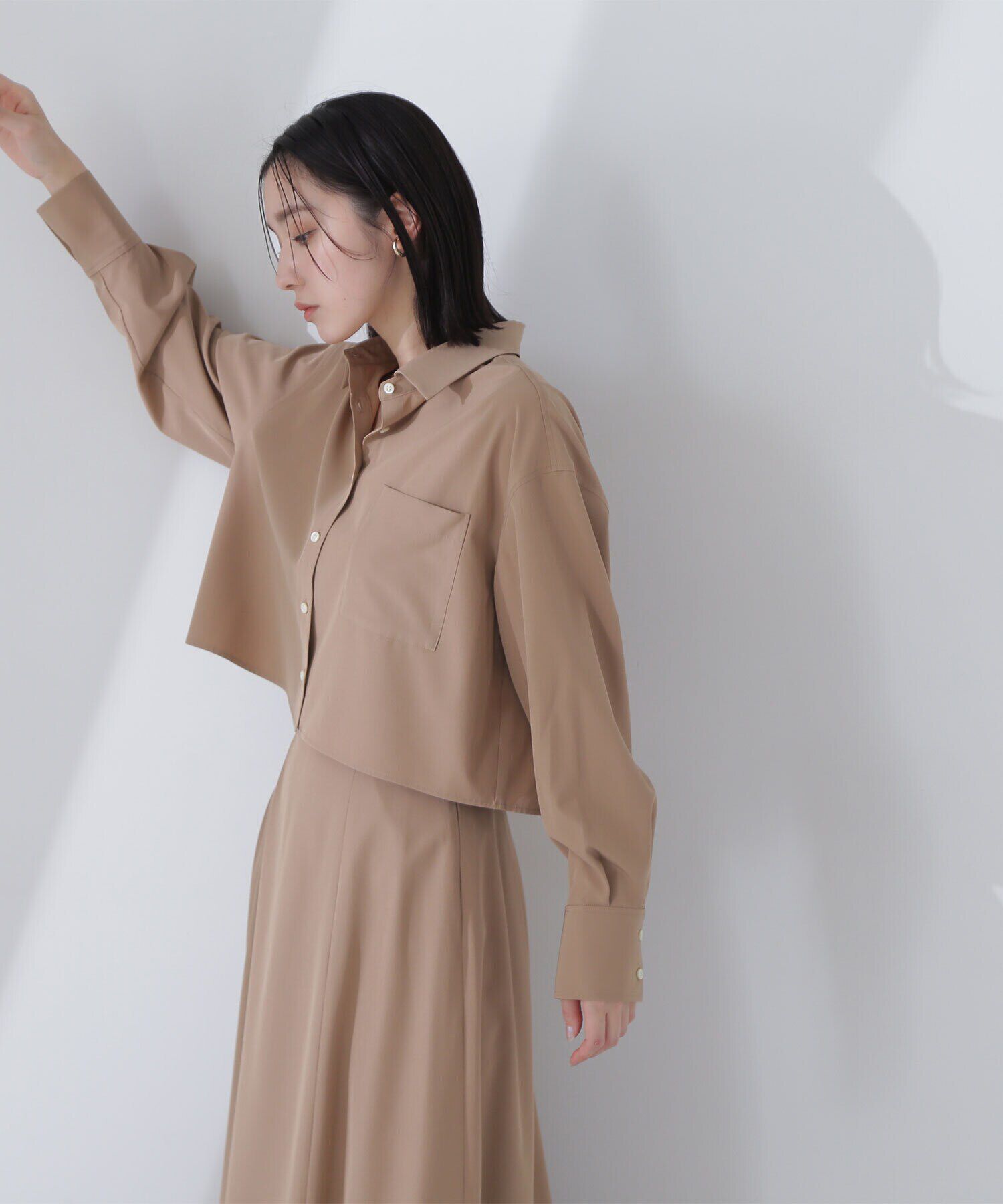  「クロップドシャツ＆フレアスカート」|ワンピース|