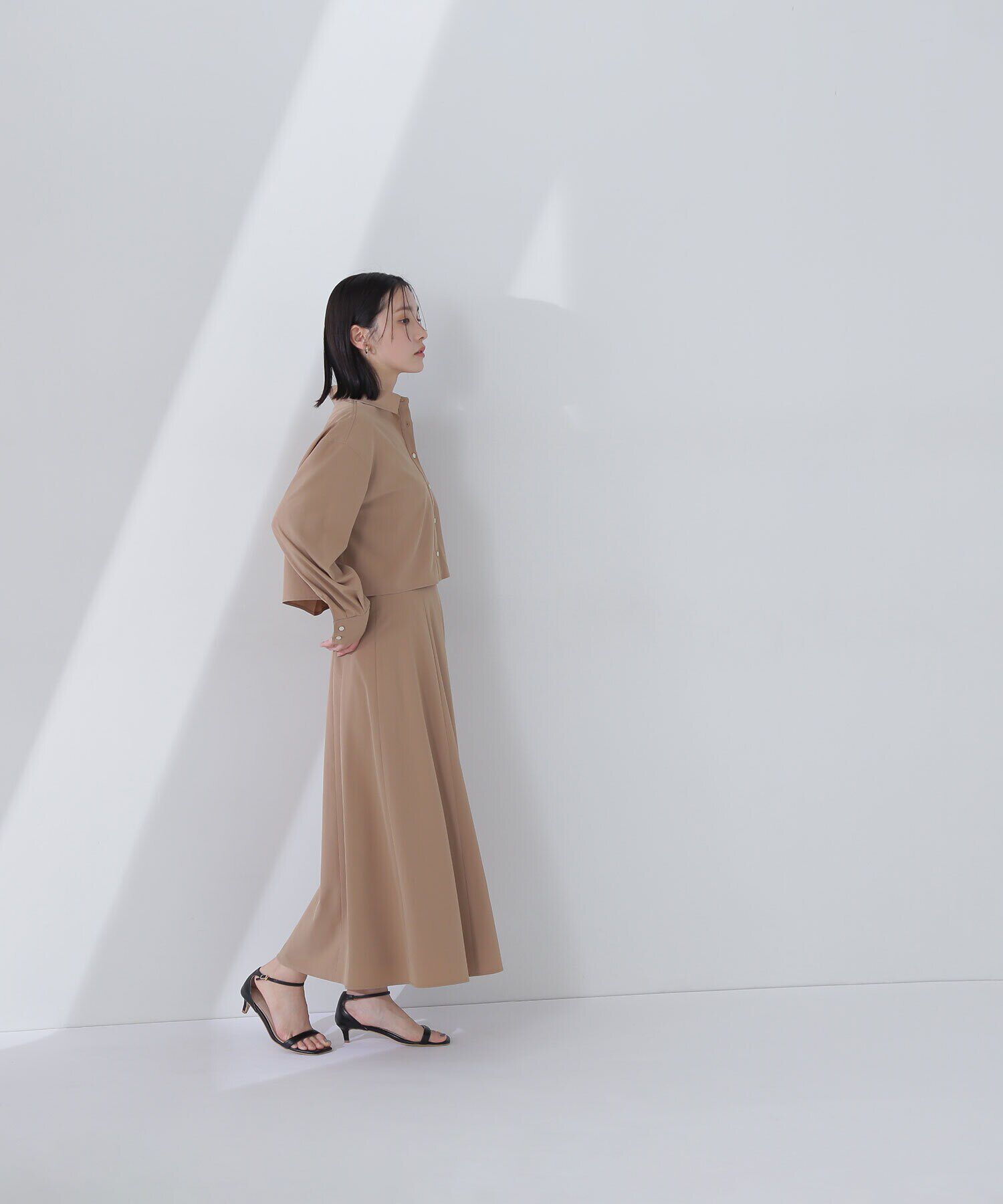  「クロップドシャツ＆フレアスカート」|ワンピース|