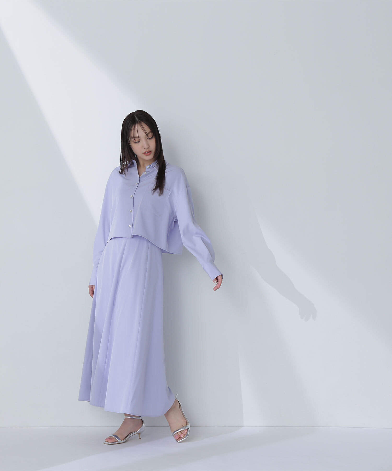  「クロップドシャツ＆フレアスカート」|ワンピース|