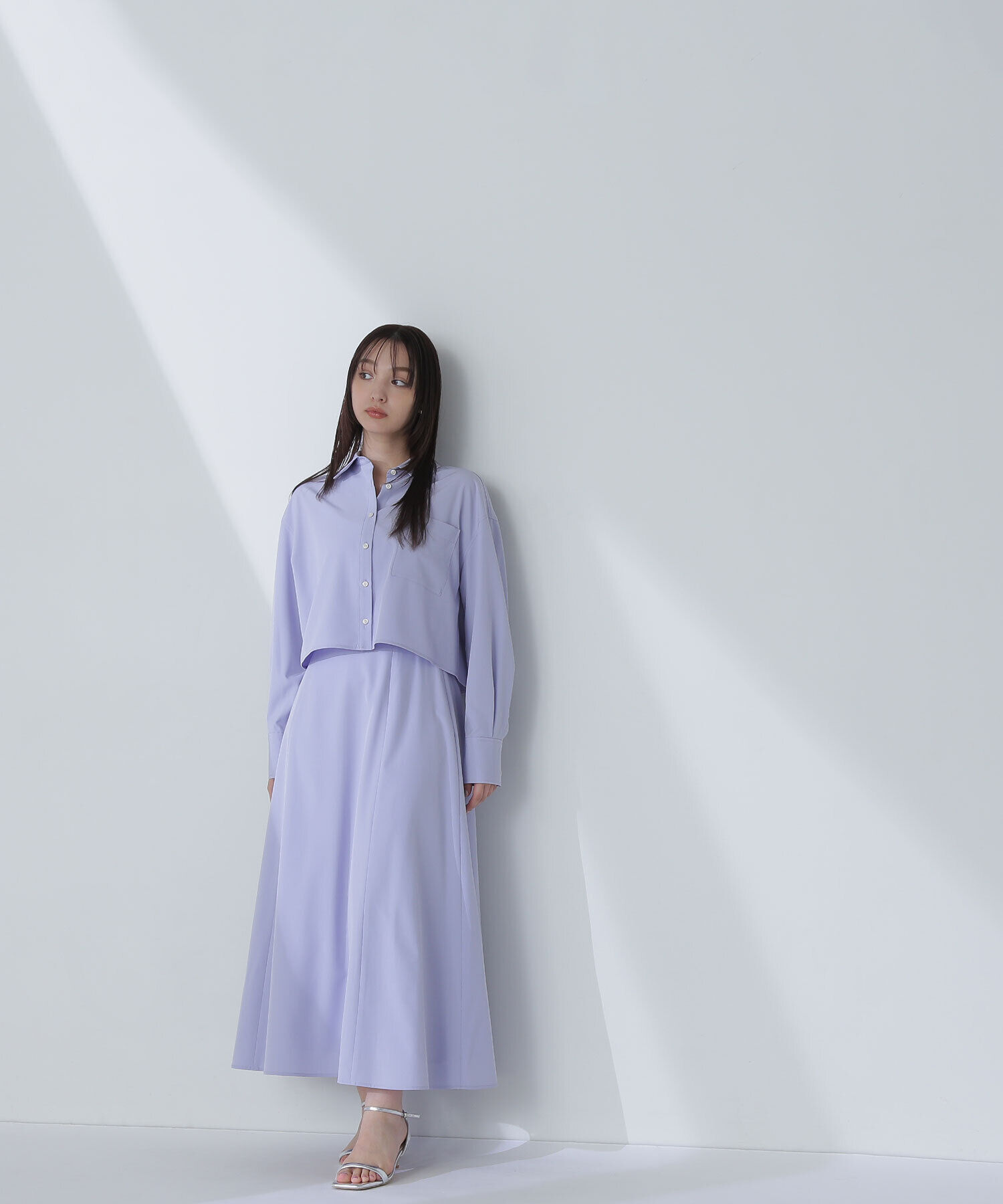  「クロップドシャツ＆フレアスカート」|ワンピース|