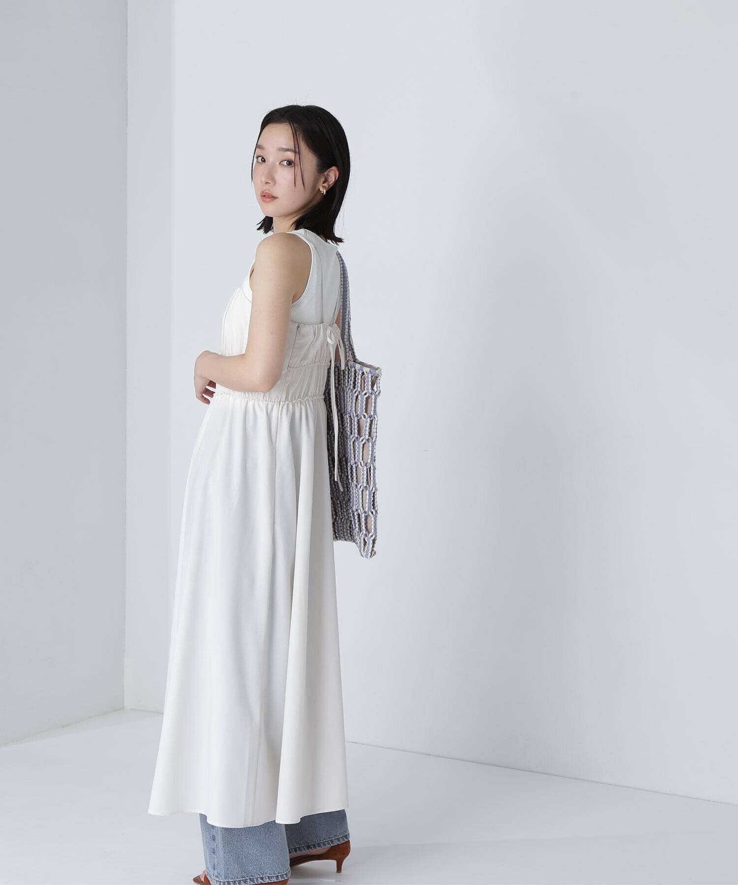  「ギャザーデザインキャミワンピース」|ワンピース|