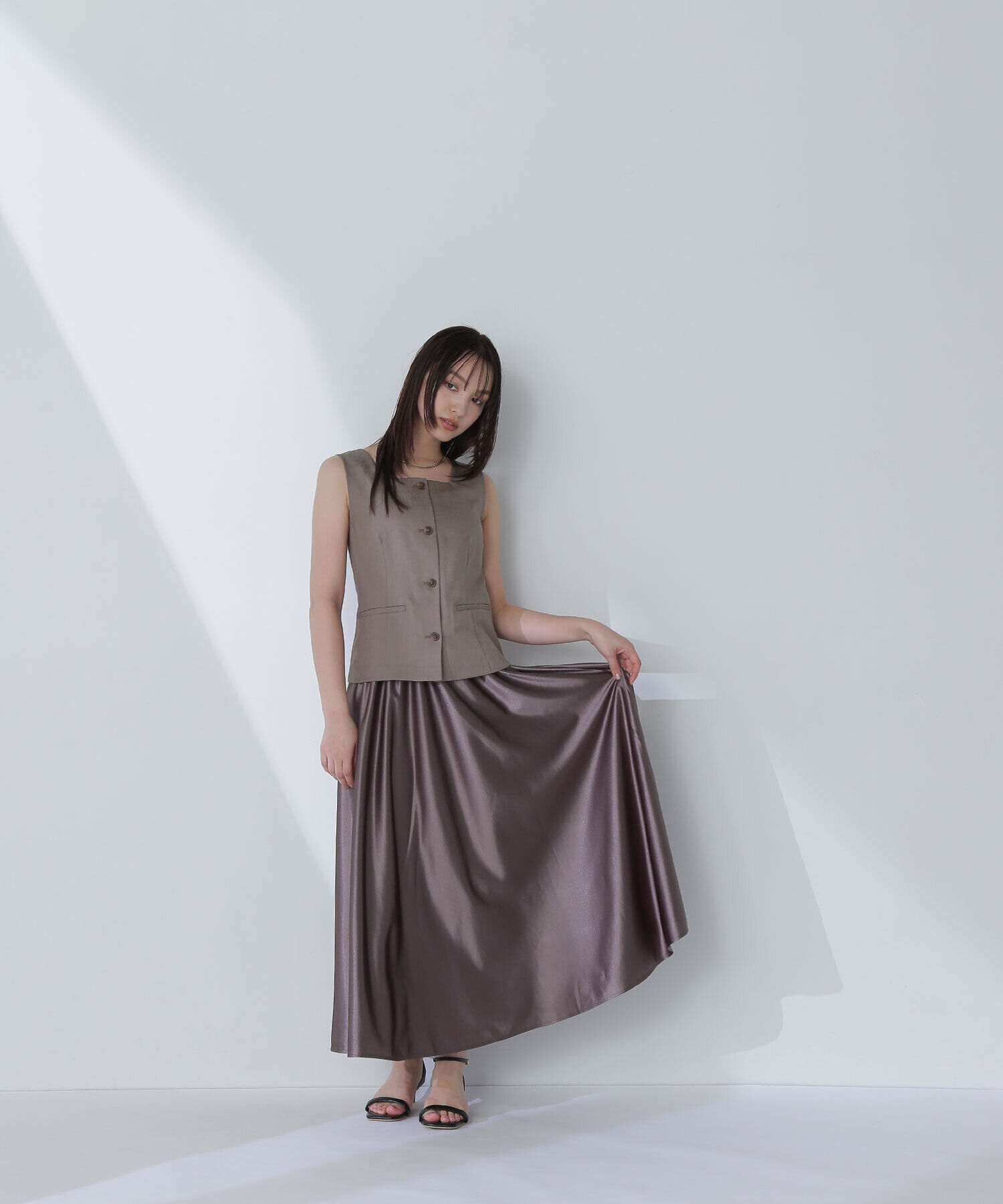  「グロッシーギャザースカート」|スカート|