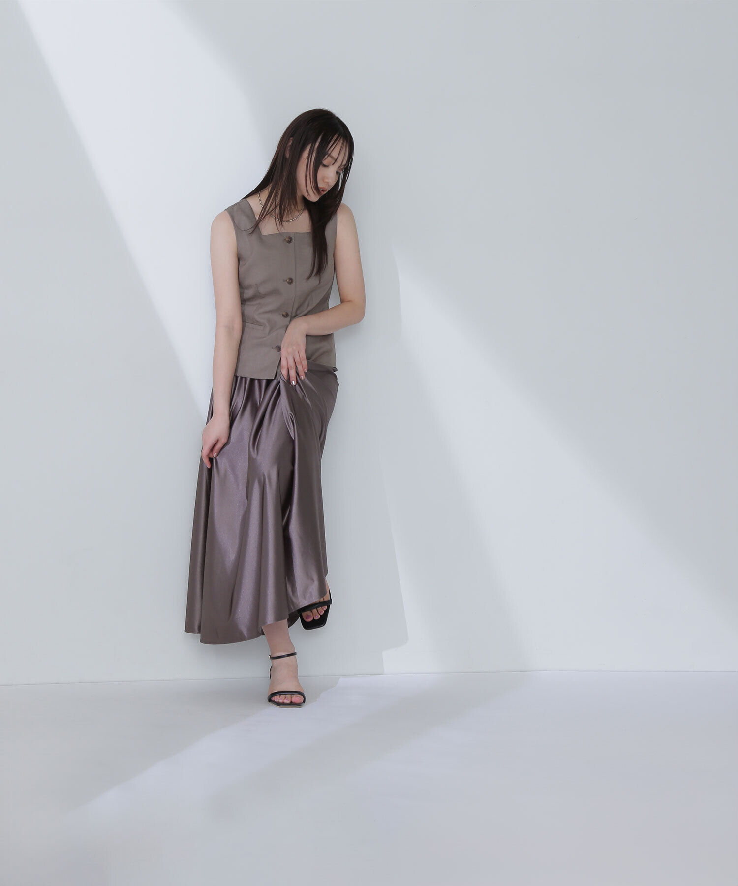  「グロッシーギャザースカート」|スカート|