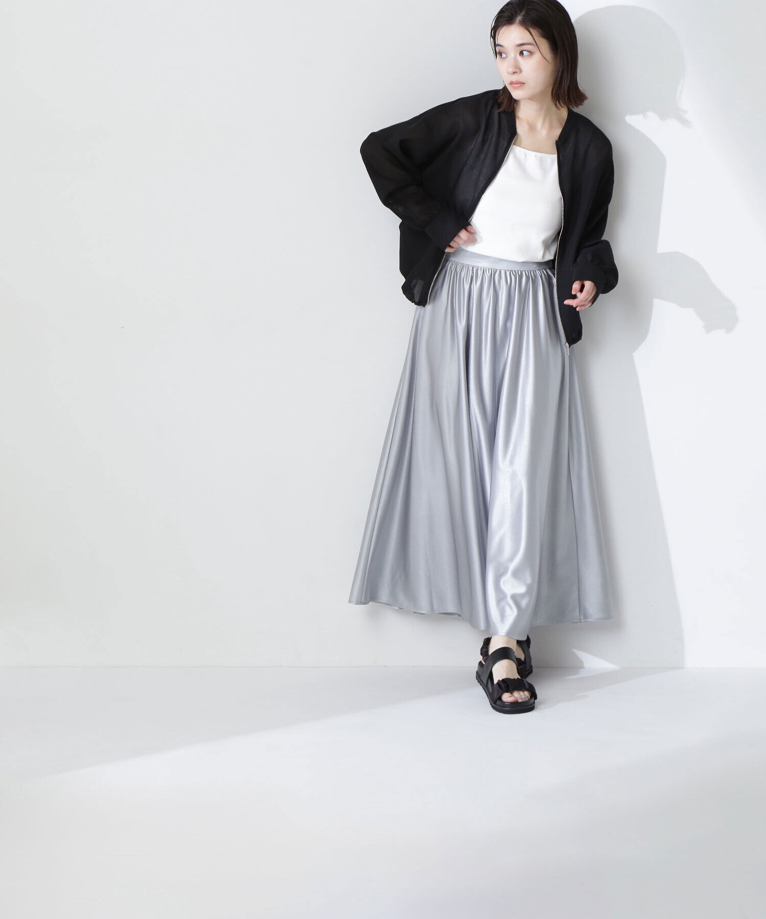  「グロッシーギャザースカート」|スカート|アイスミント