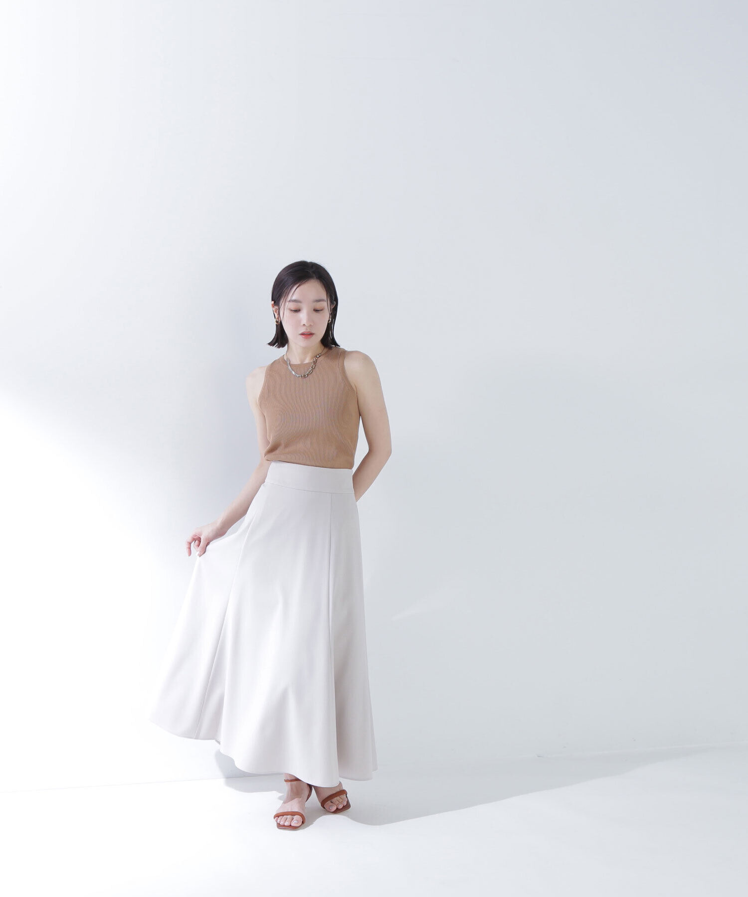  「リネンライクフレアマキシスカート」|スカート|