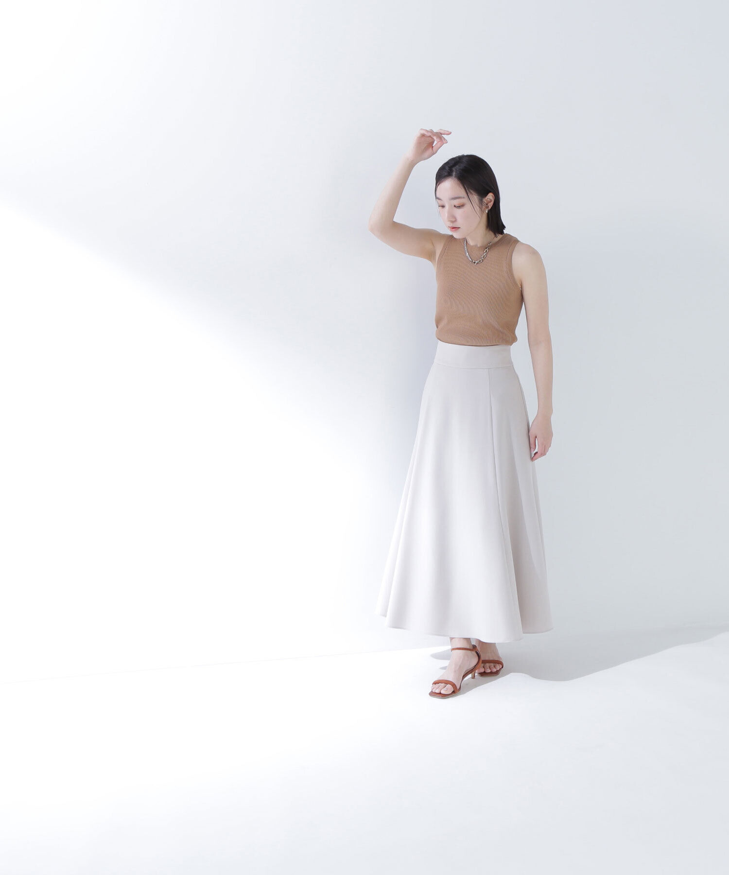  「リネンライクフレアマキシスカート」|スカート|