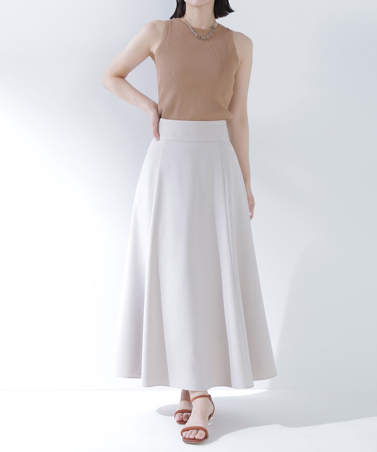  「リネンライクフレアマキシスカート」|スカート|