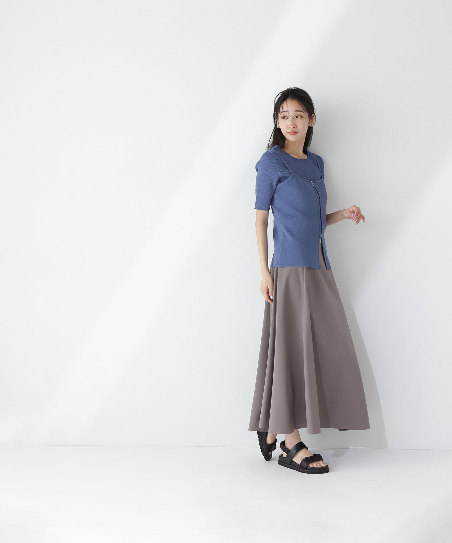  「リネンライクフレアマキシスカート」|スカート|