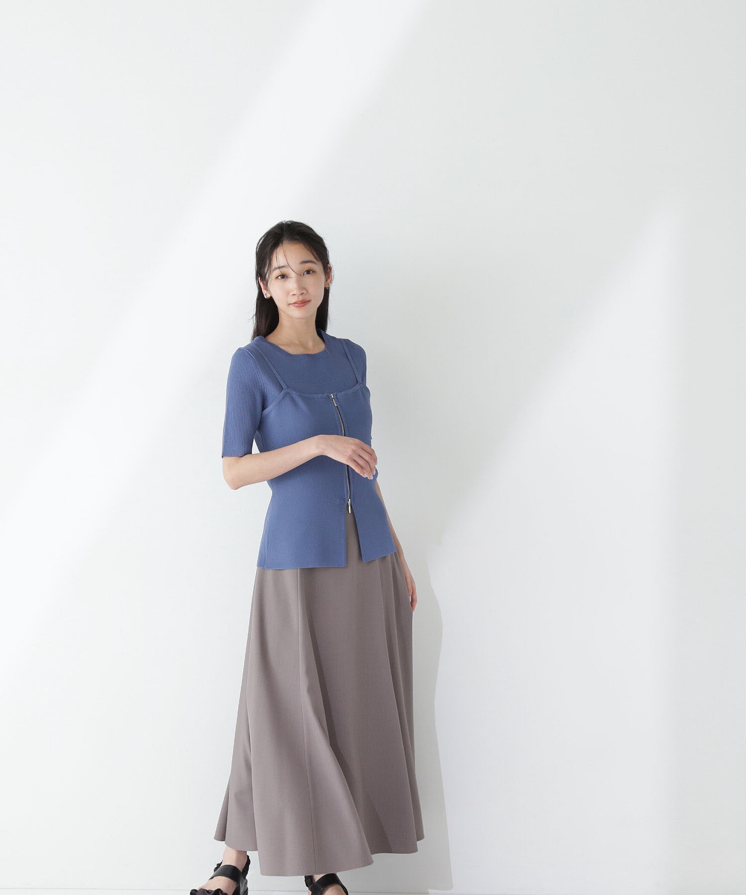  「リネンライクフレアマキシスカート」|スカート|