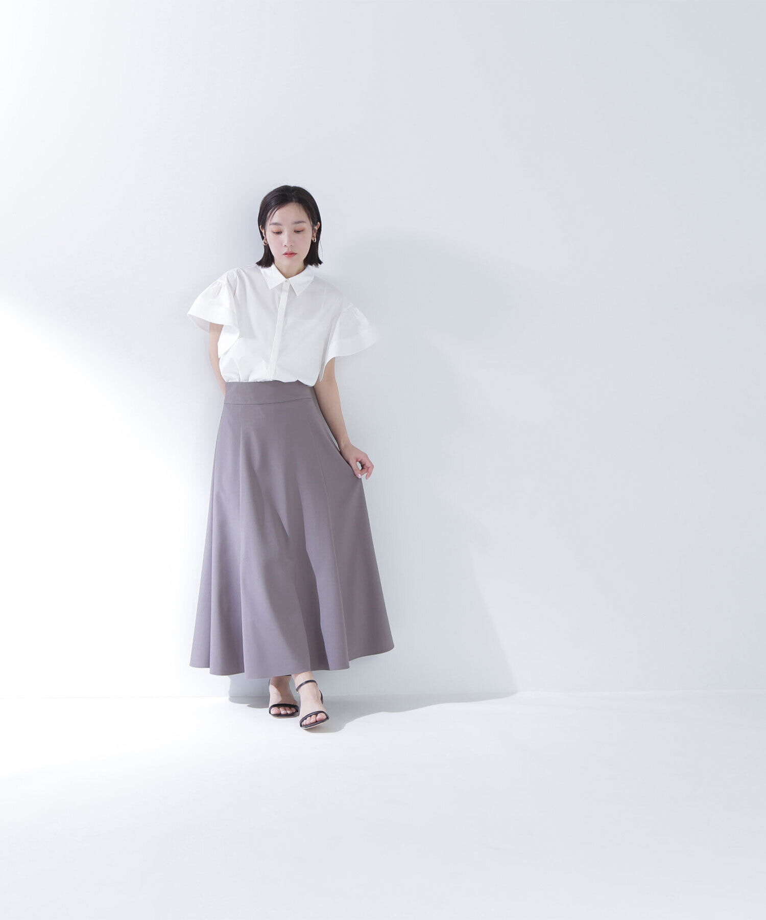  「リネンライクフレアマキシスカート」|スカート|