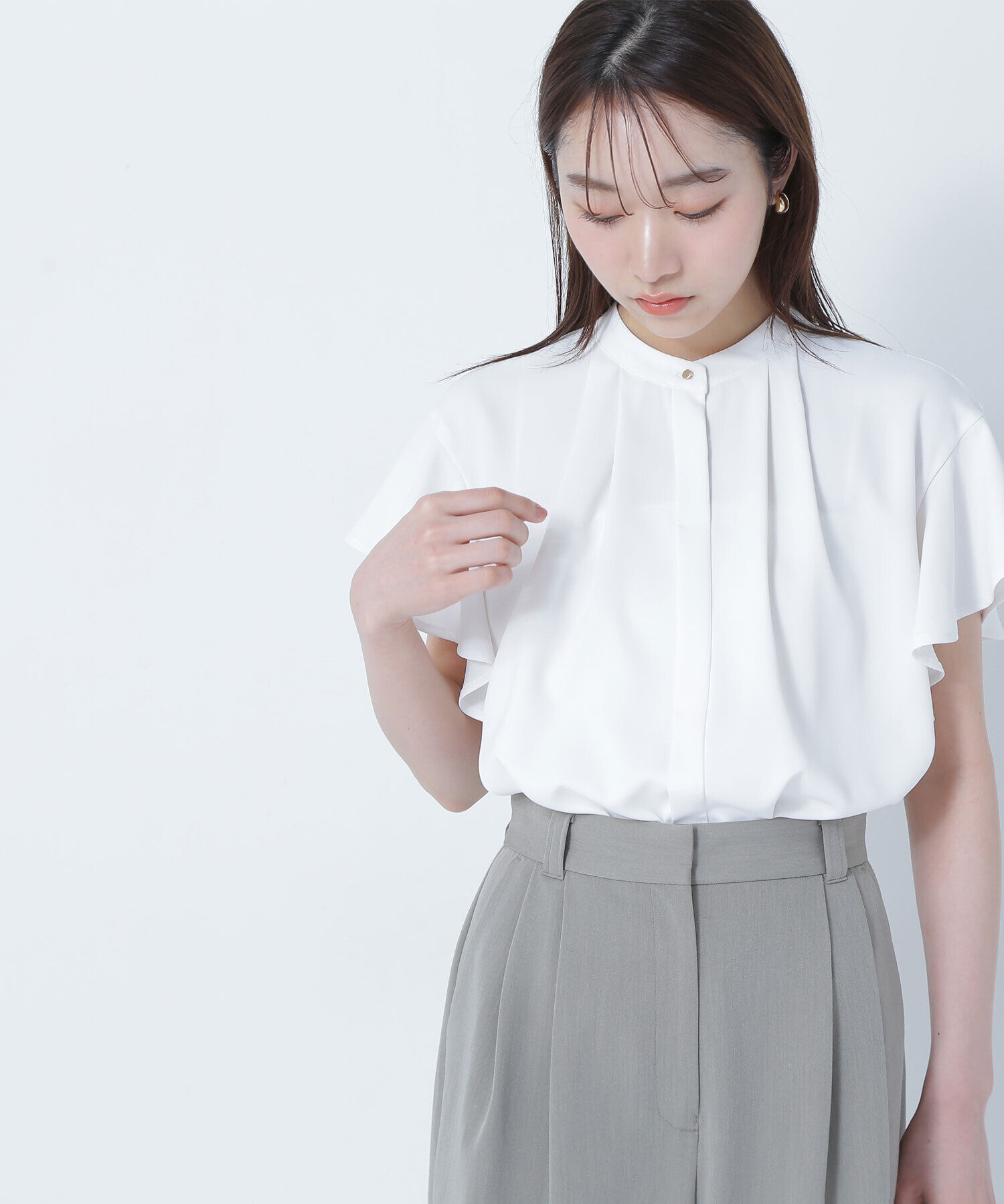  「フリルスリーブメタルポイントブラウス」|シャツ・ブラウス|