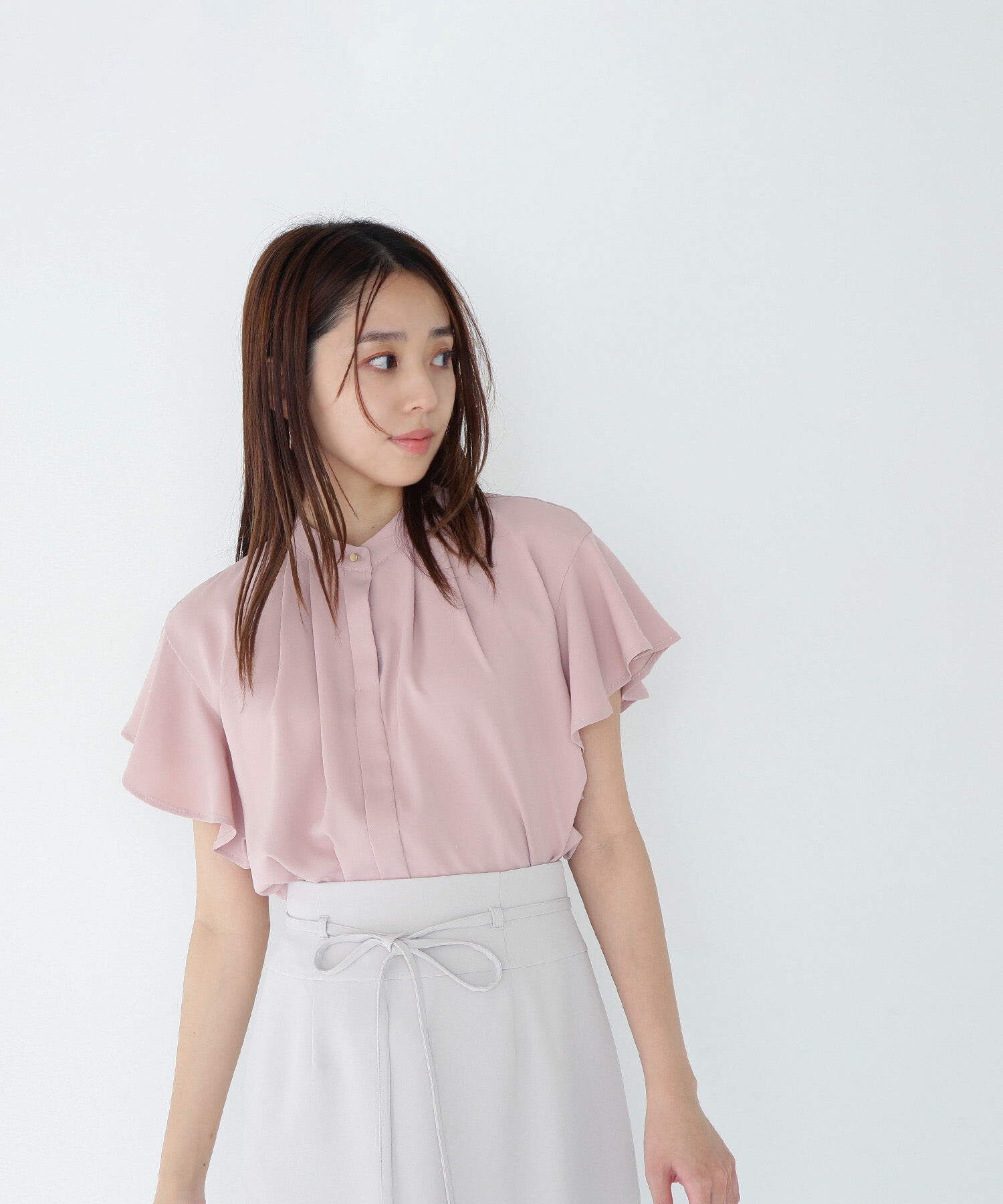  「フリルスリーブメタルポイントブラウス」|シャツ・ブラウス|ピンク