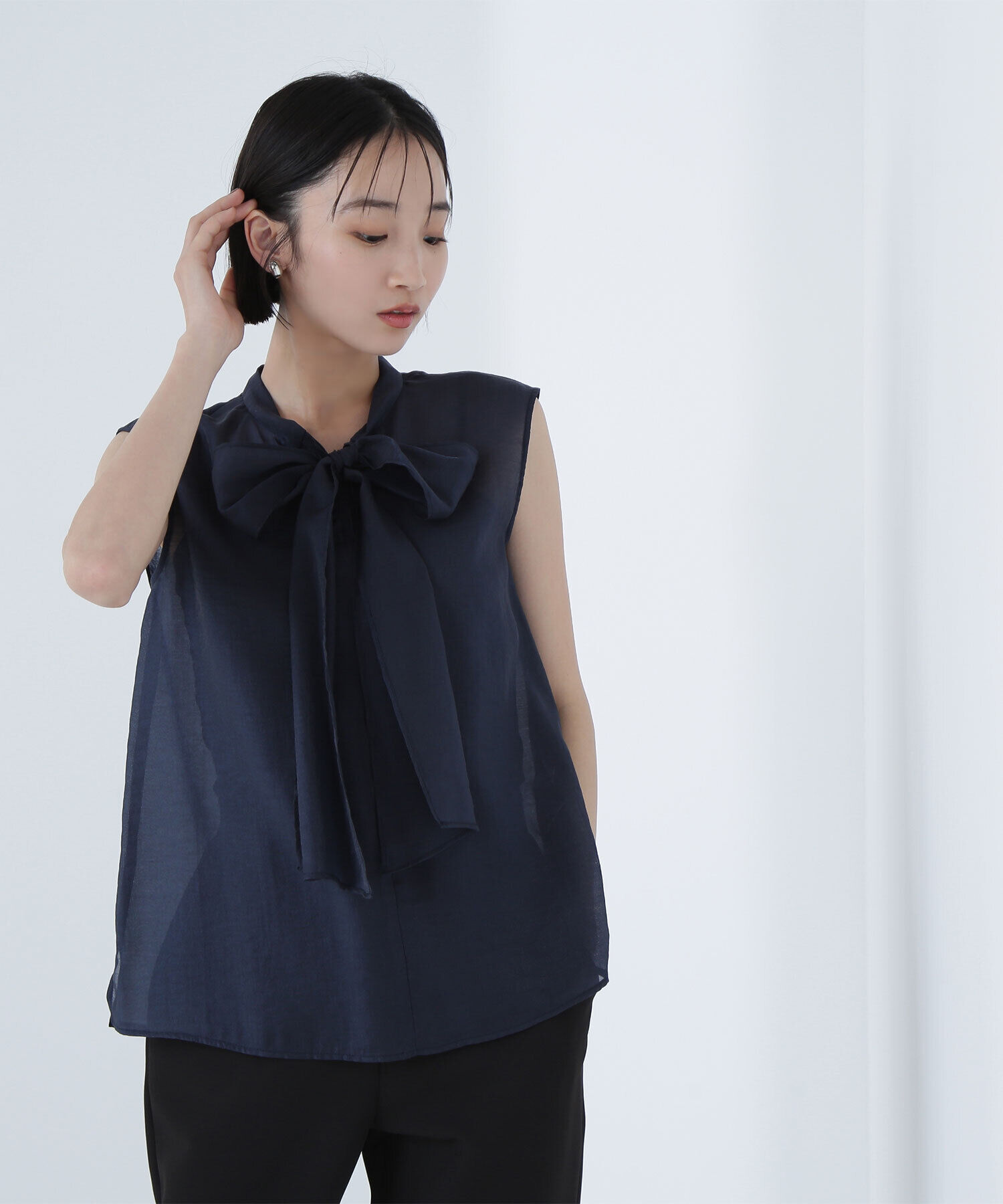  「ブライトシアーリボンボウブラウス」|シャツ・ブラウス|