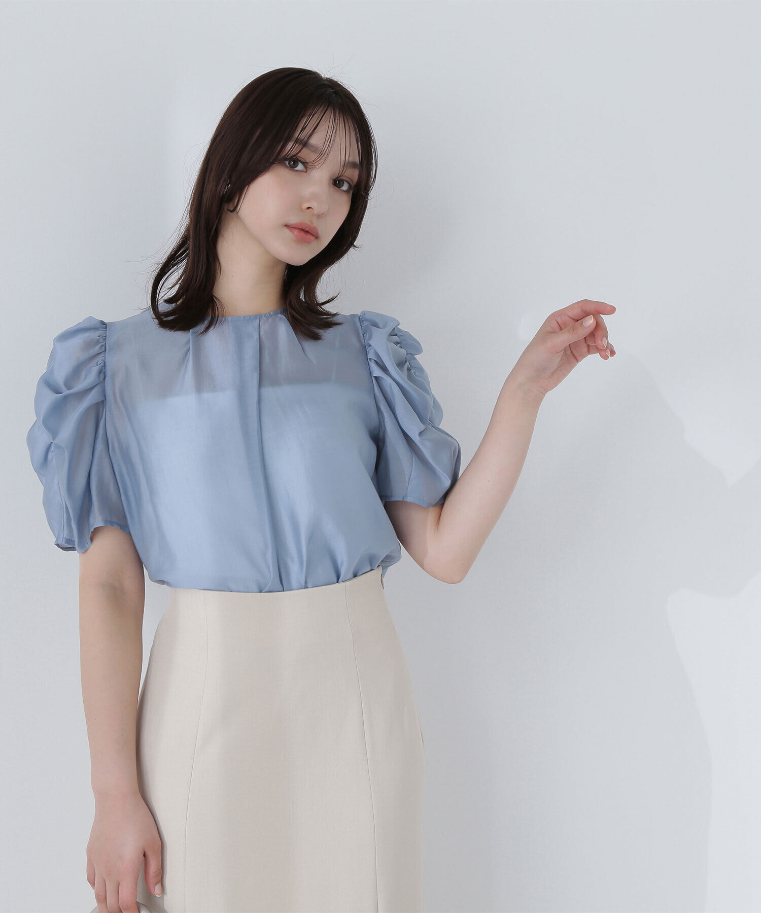  「ギャザースリーブシアーブラウス」|シャツ・ブラウス|