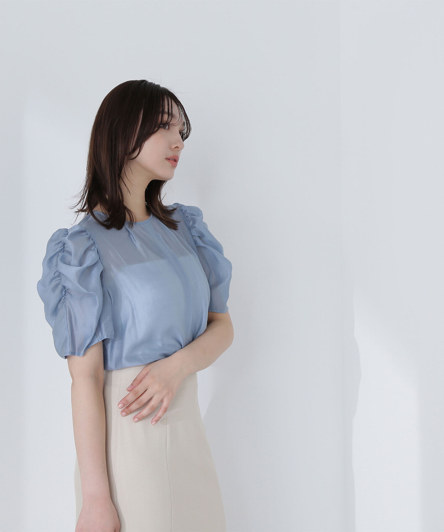 「ギャザースリーブシアーブラウス」|シャツ・ブラウス|