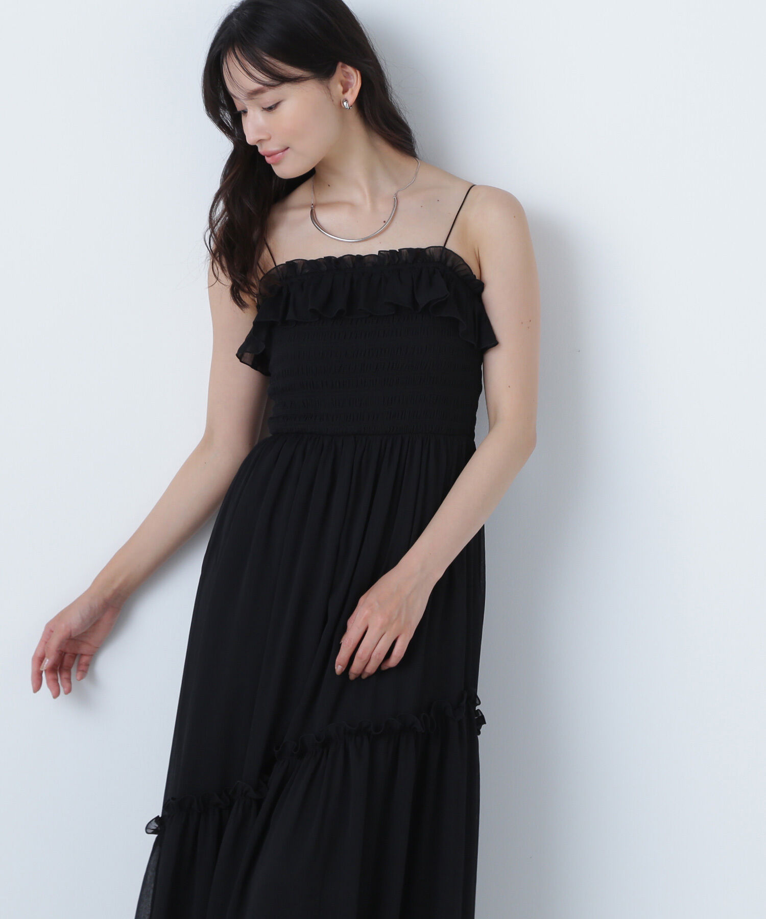  「フリルシャーリングキャミワンピース」|ワンピース|