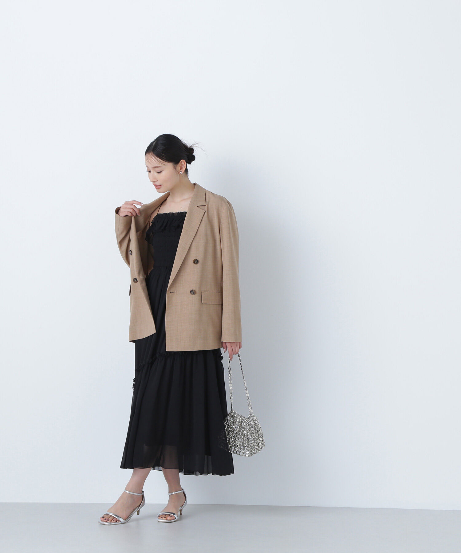  「フリルシャーリングキャミワンピース」|ワンピース|