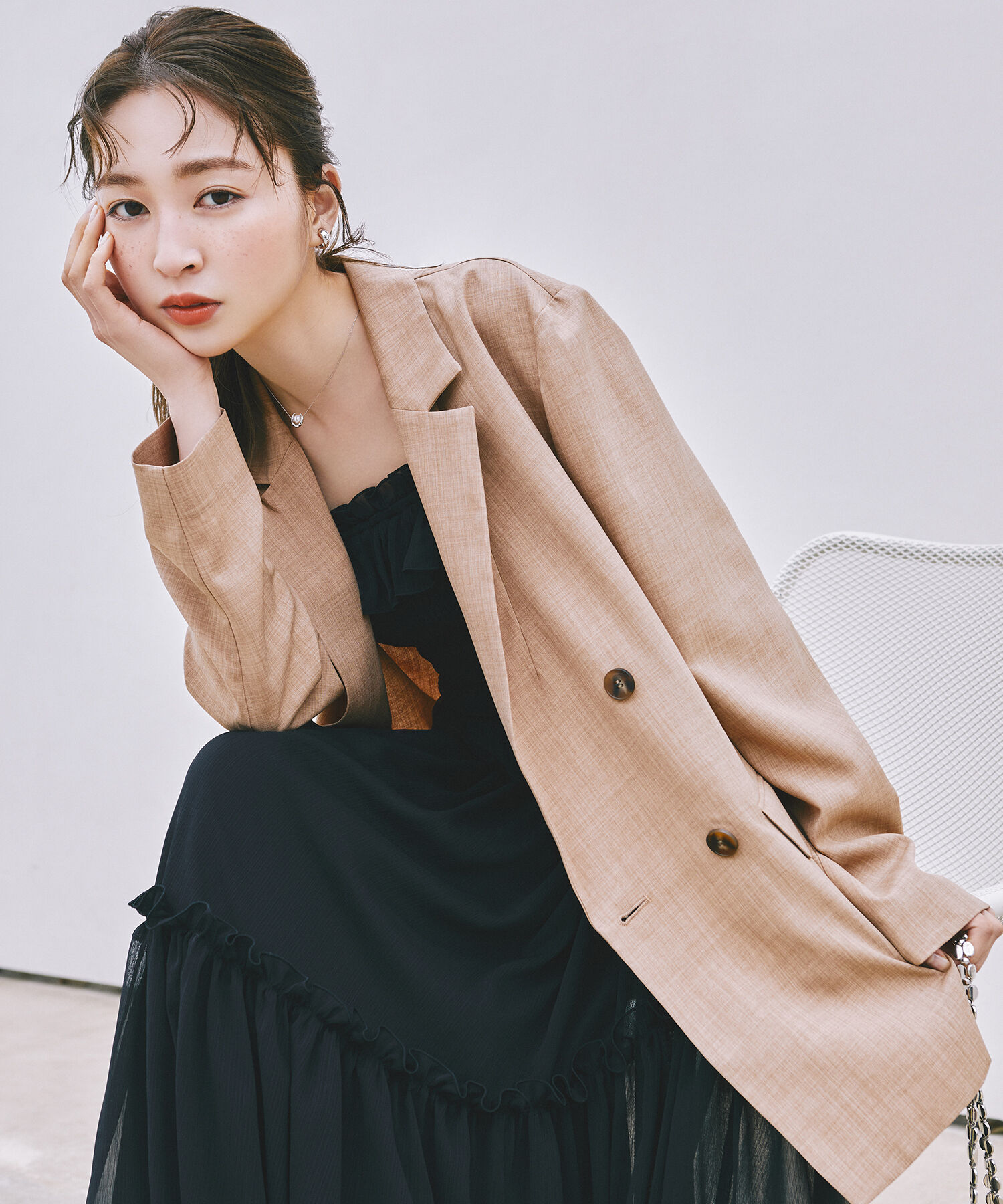  「フリルシャーリングキャミワンピース」|ワンピース|