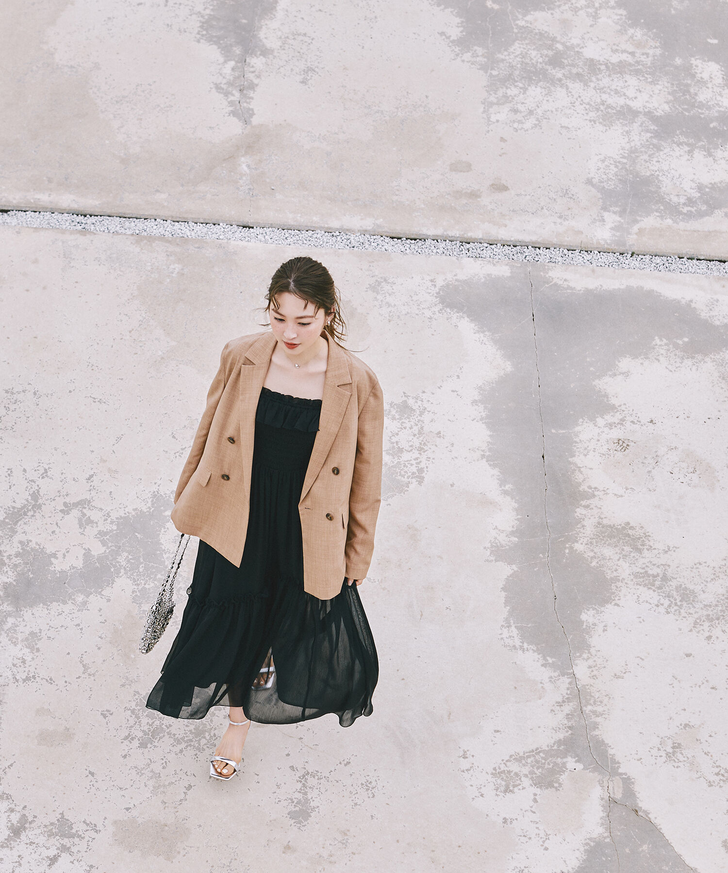  「フリルシャーリングキャミワンピース」|ワンピース|