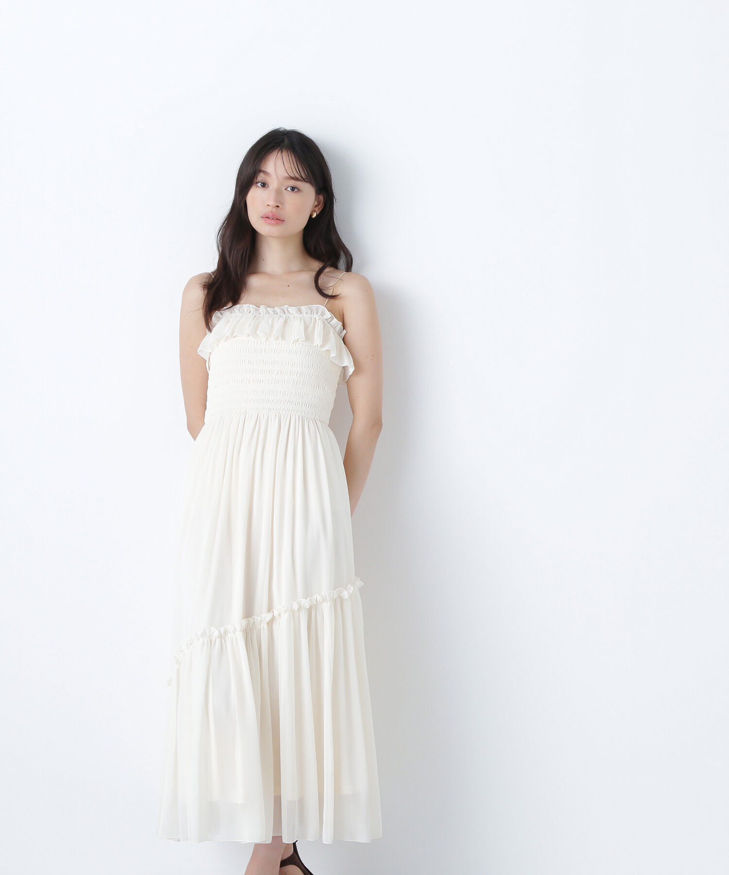  「フリルシャーリングキャミワンピース」|ワンピース|