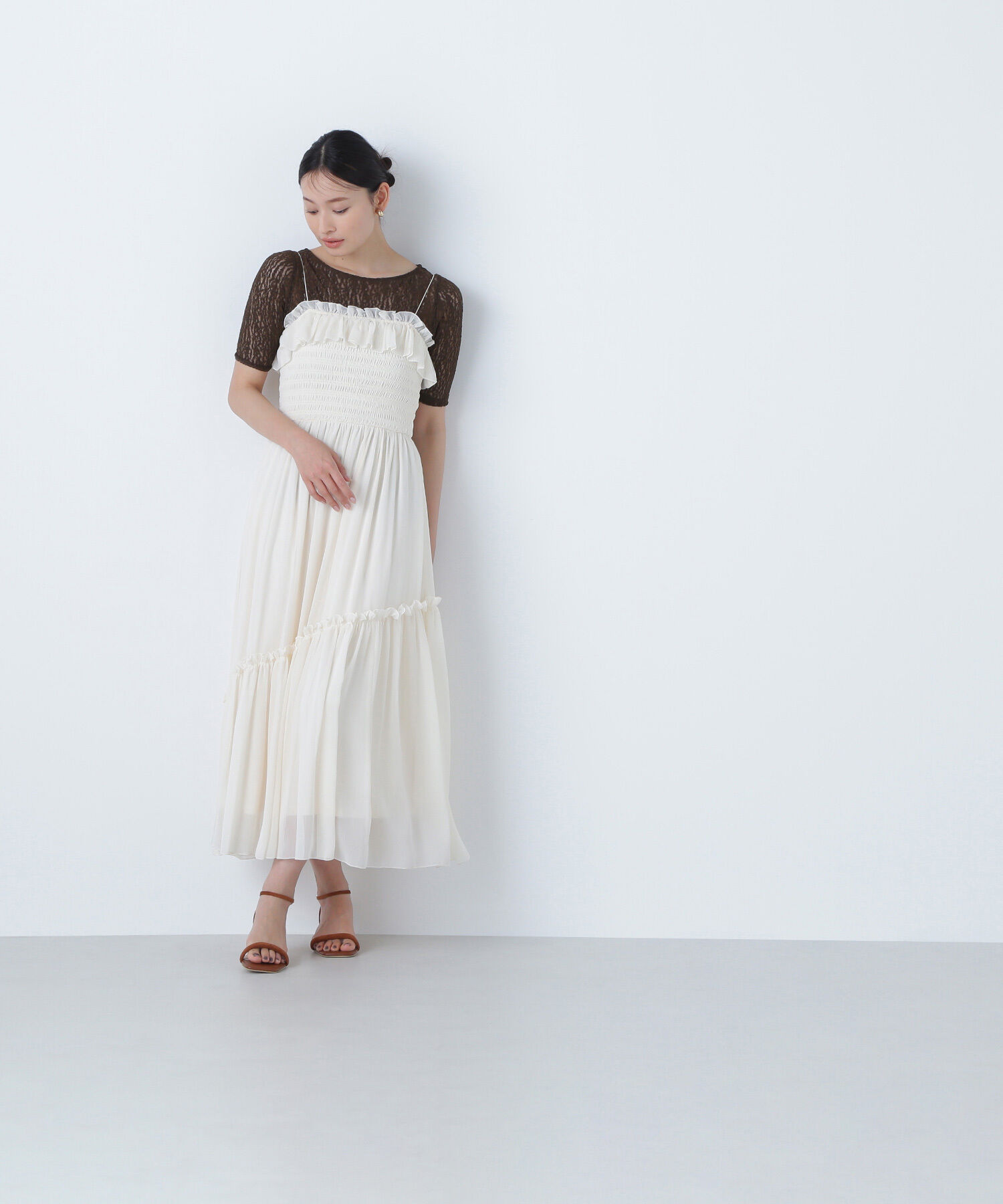  「フリルシャーリングキャミワンピース」|ワンピース|