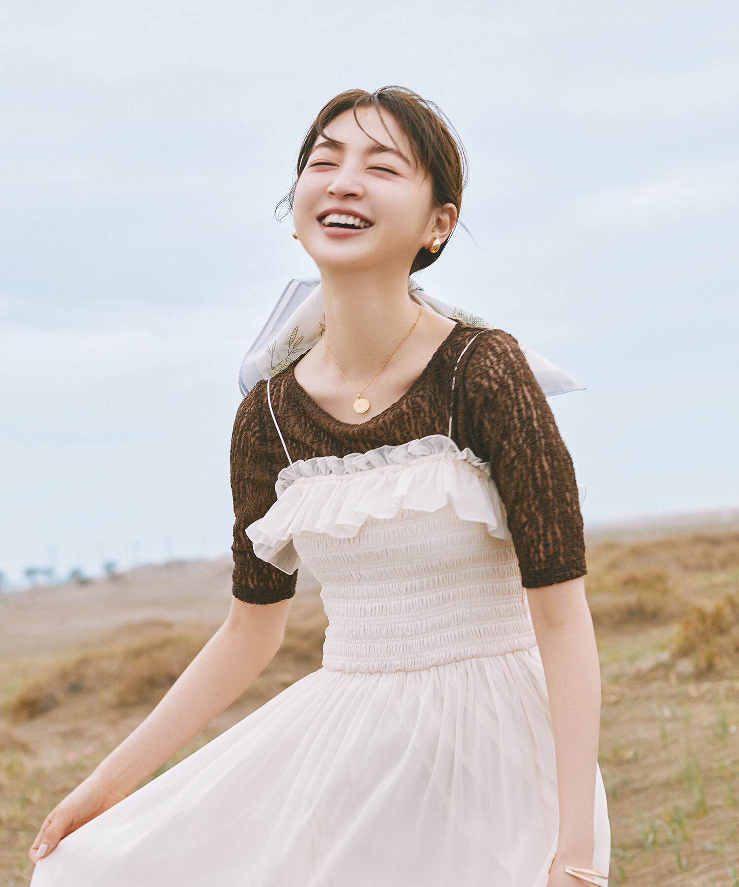  「フリルシャーリングキャミワンピース」|ワンピース|