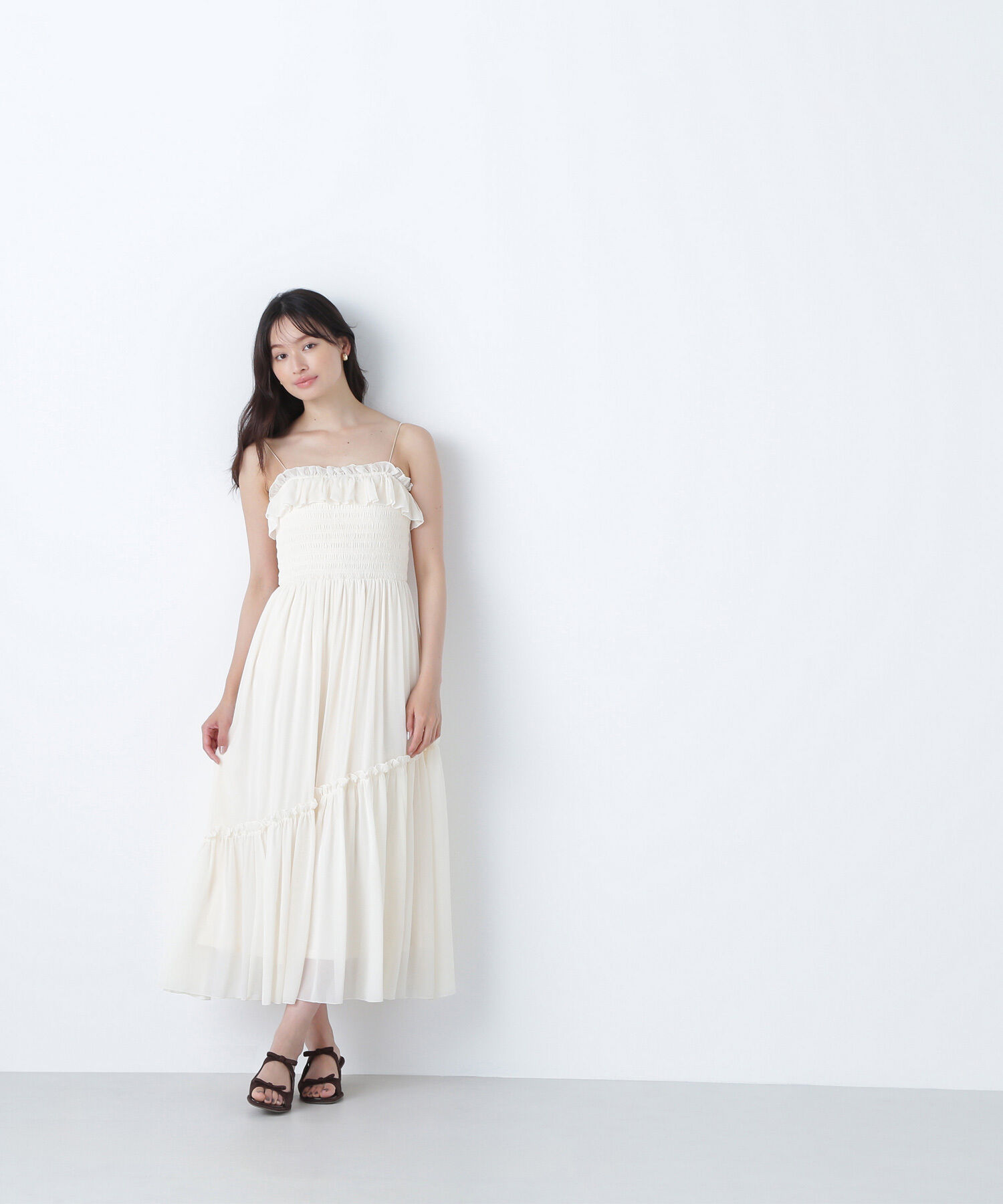  「フリルシャーリングキャミワンピース」|ワンピース|