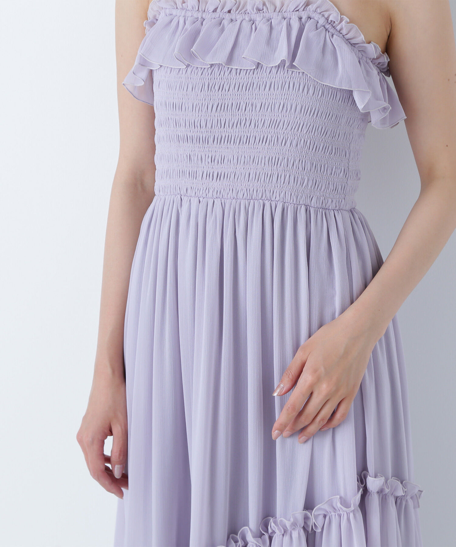  「フリルシャーリングキャミワンピース」|ワンピース|