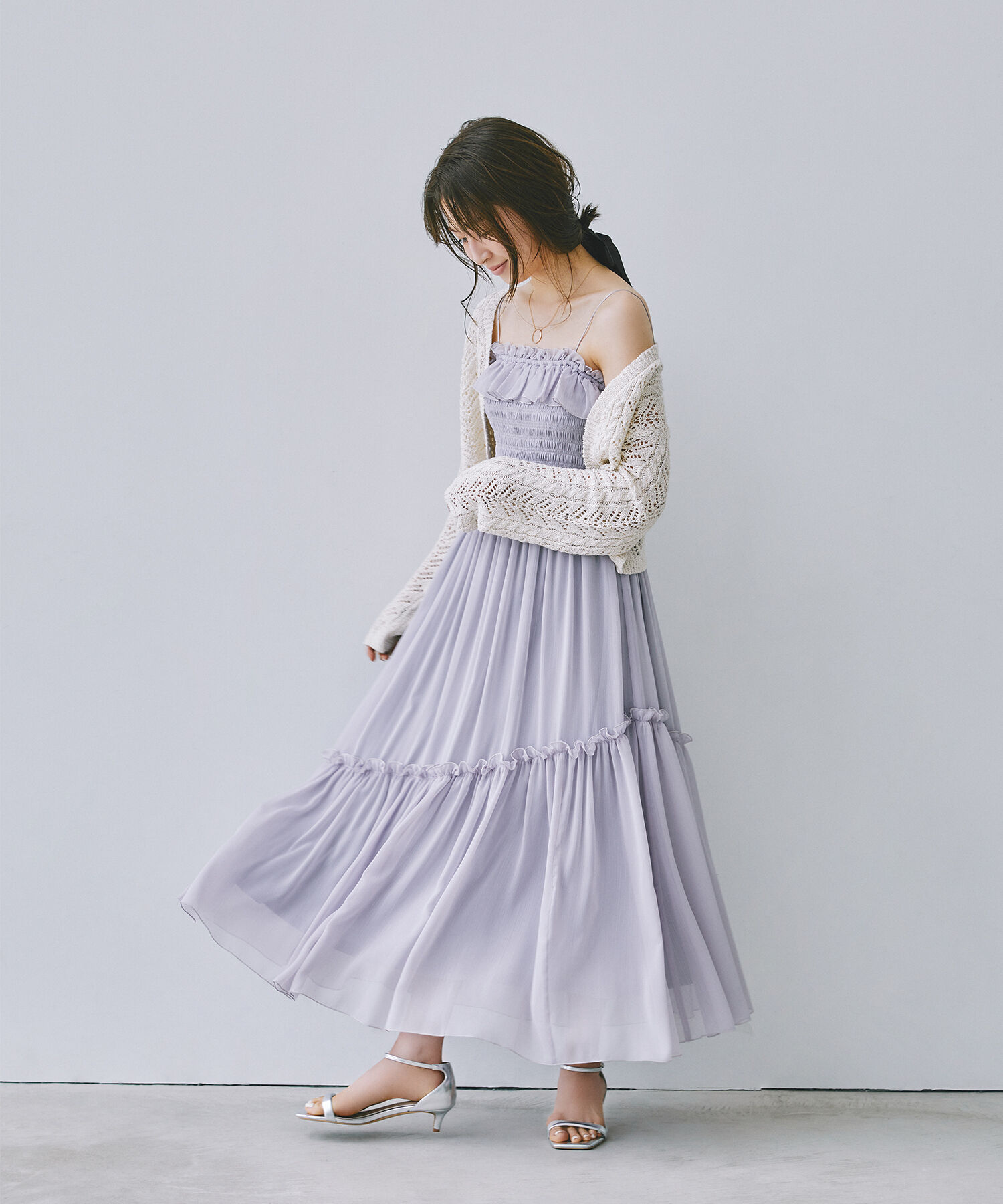  「フリルシャーリングキャミワンピース」|ワンピース|