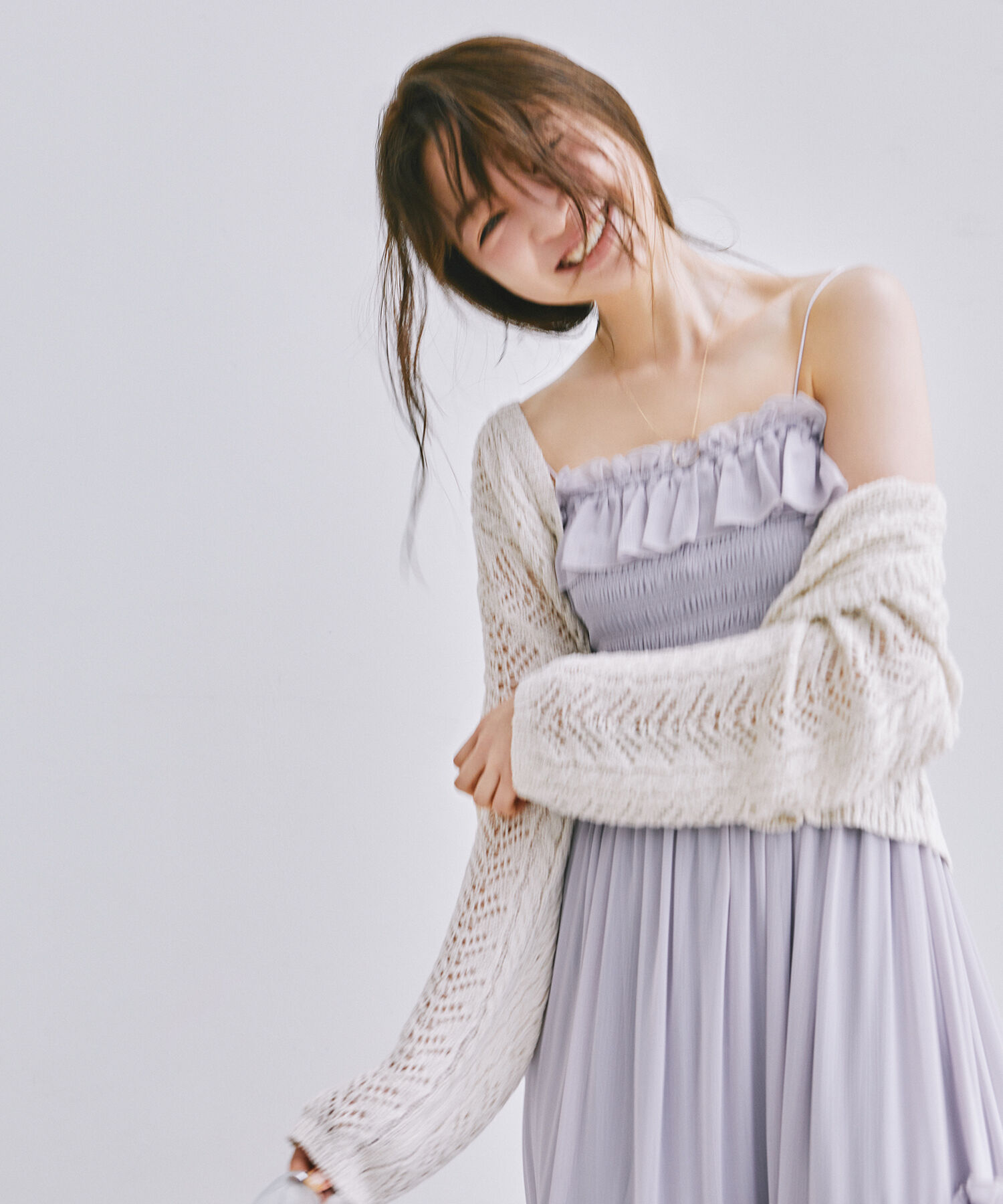  「フリルシャーリングキャミワンピース」|ワンピース|