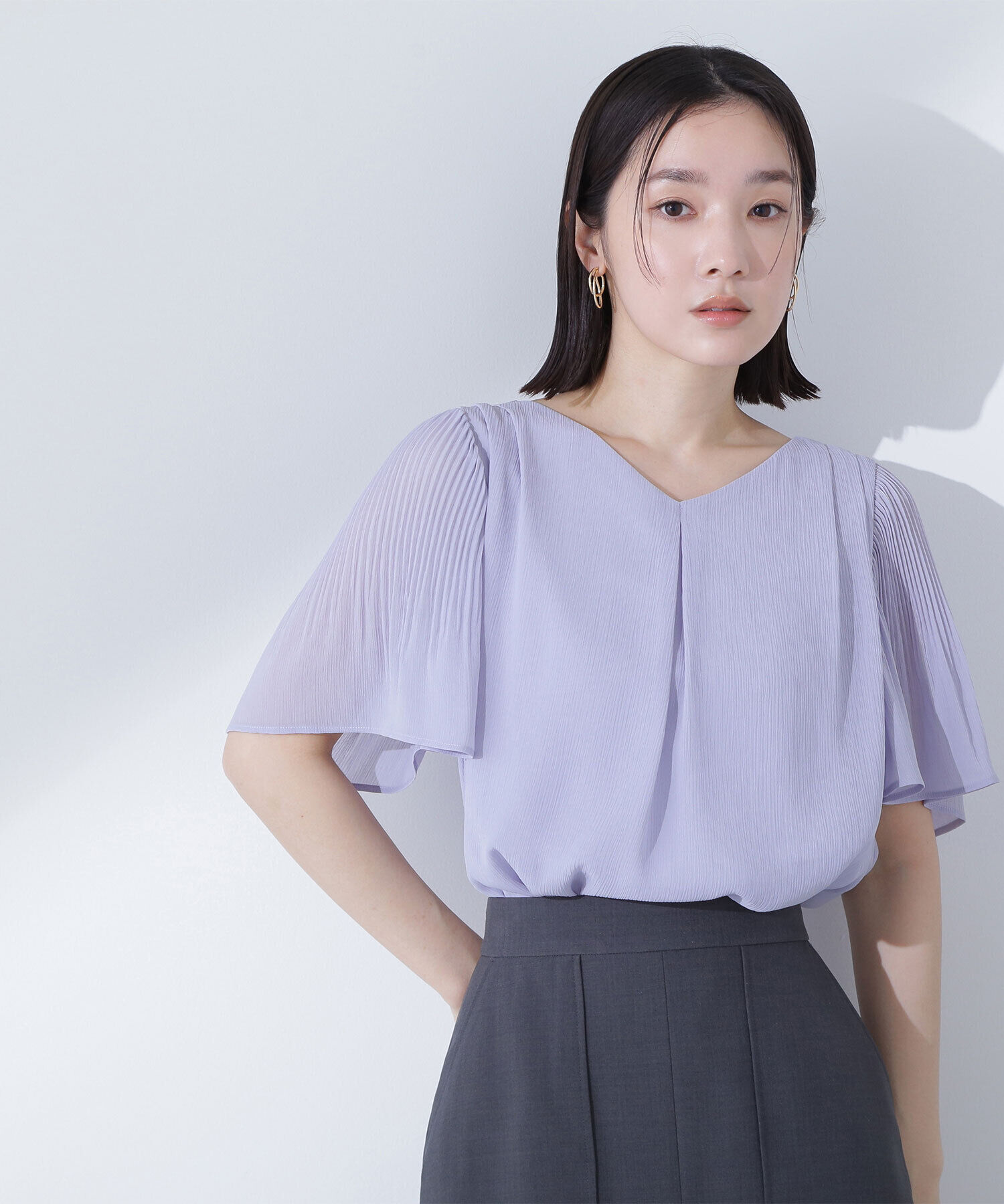  「楊柳フレアスリーブブラウス」|シャツ・ブラウス|