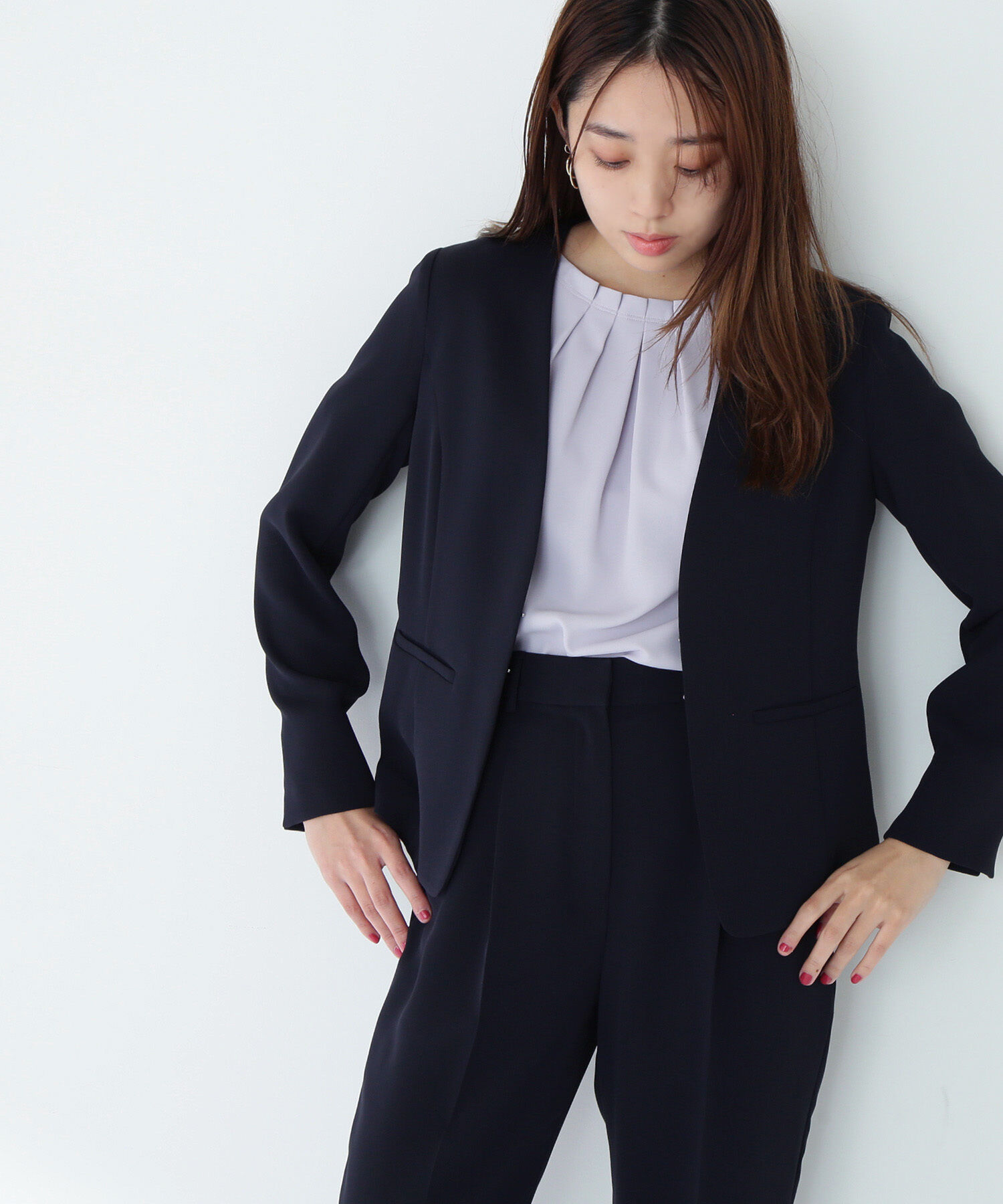  「ドビーツイル SETUP ノーカラージャケット」|その他|ネイビー