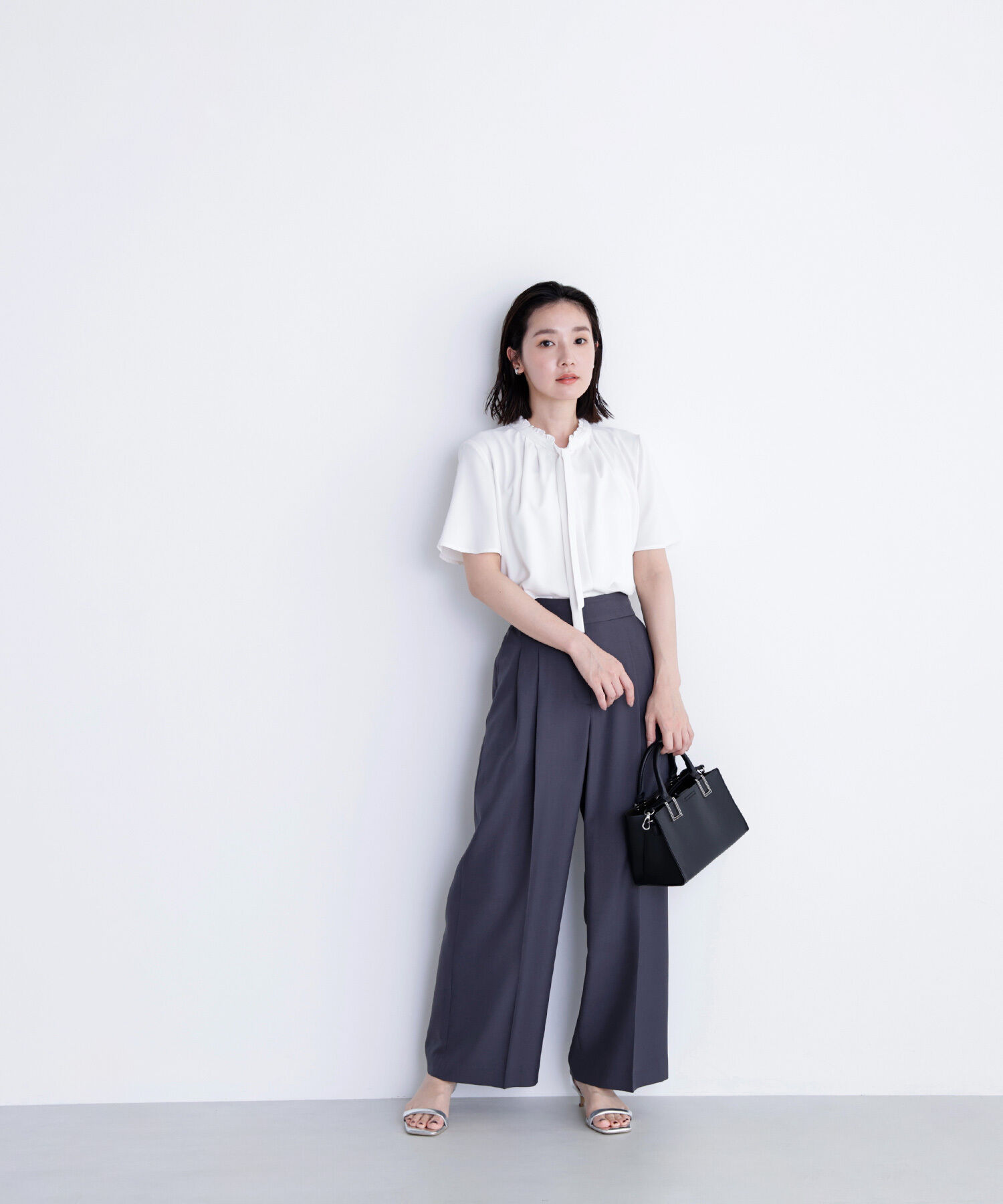  「フリルネックナローボウタイブラウス」|シャツ・ブラウス|