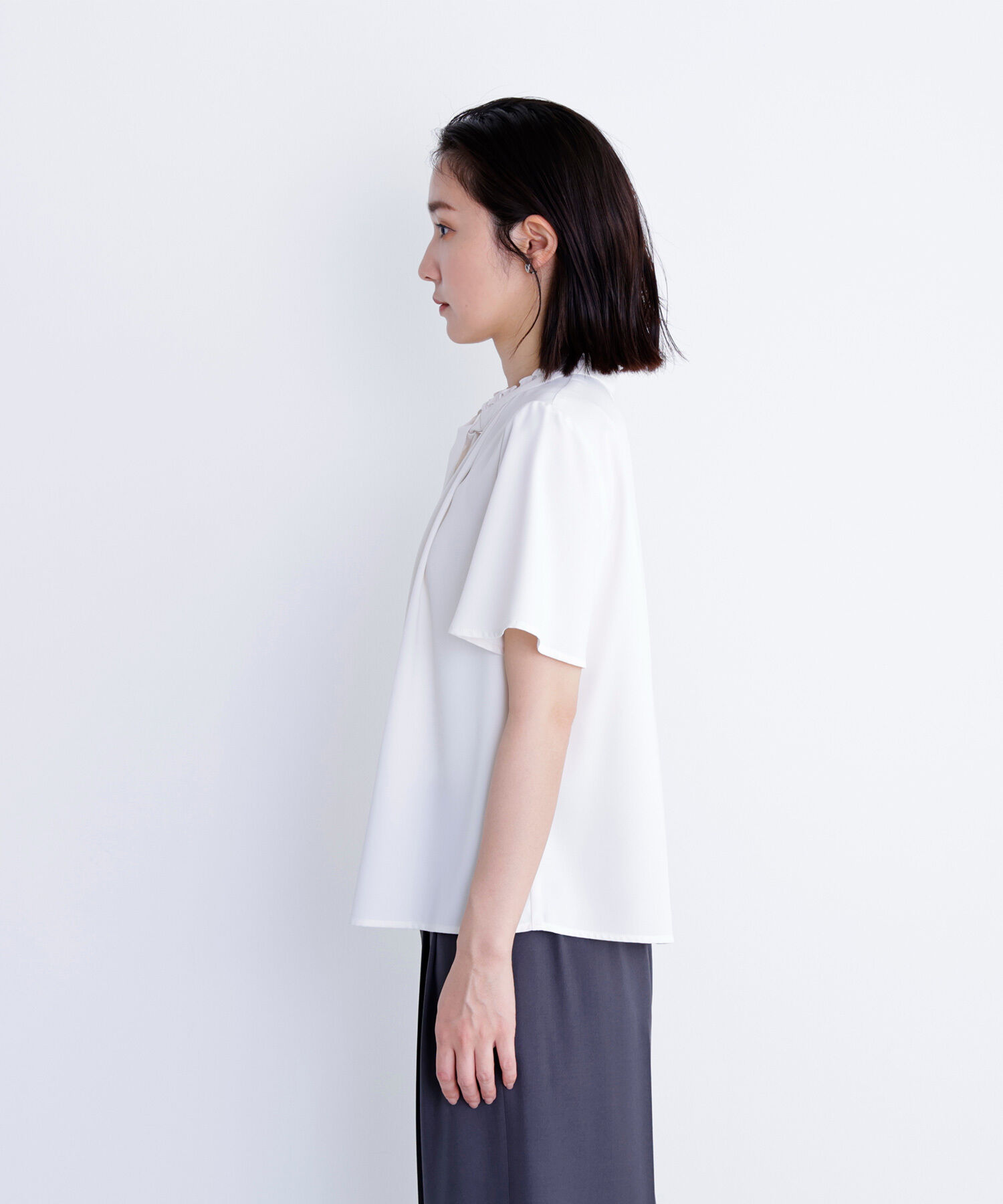  「フリルネックナローボウタイブラウス」|シャツ・ブラウス|