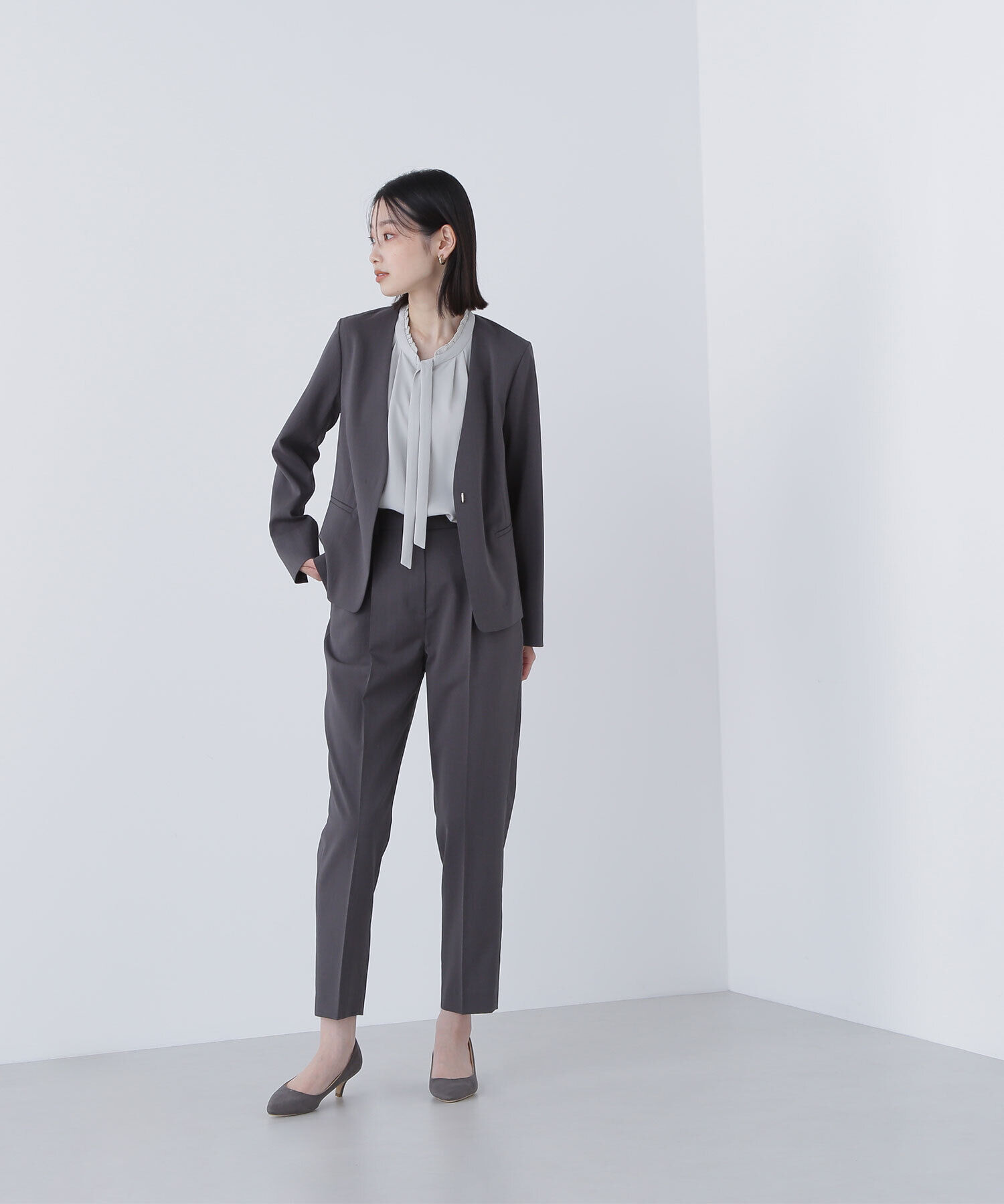  「フリルネックナローボウタイブラウス」|シャツ・ブラウス|