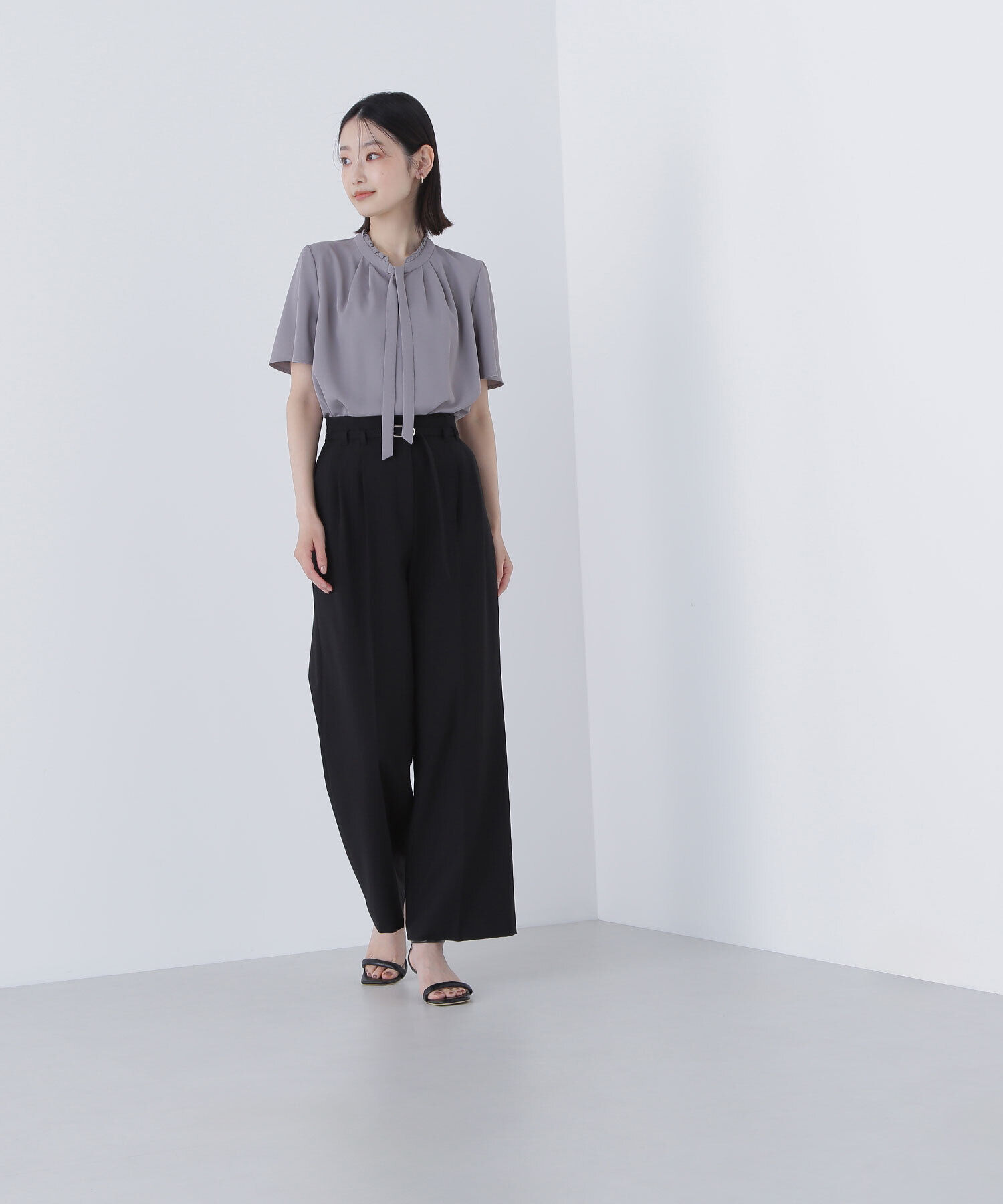  「フリルネックナローボウタイブラウス」|シャツ・ブラウス|