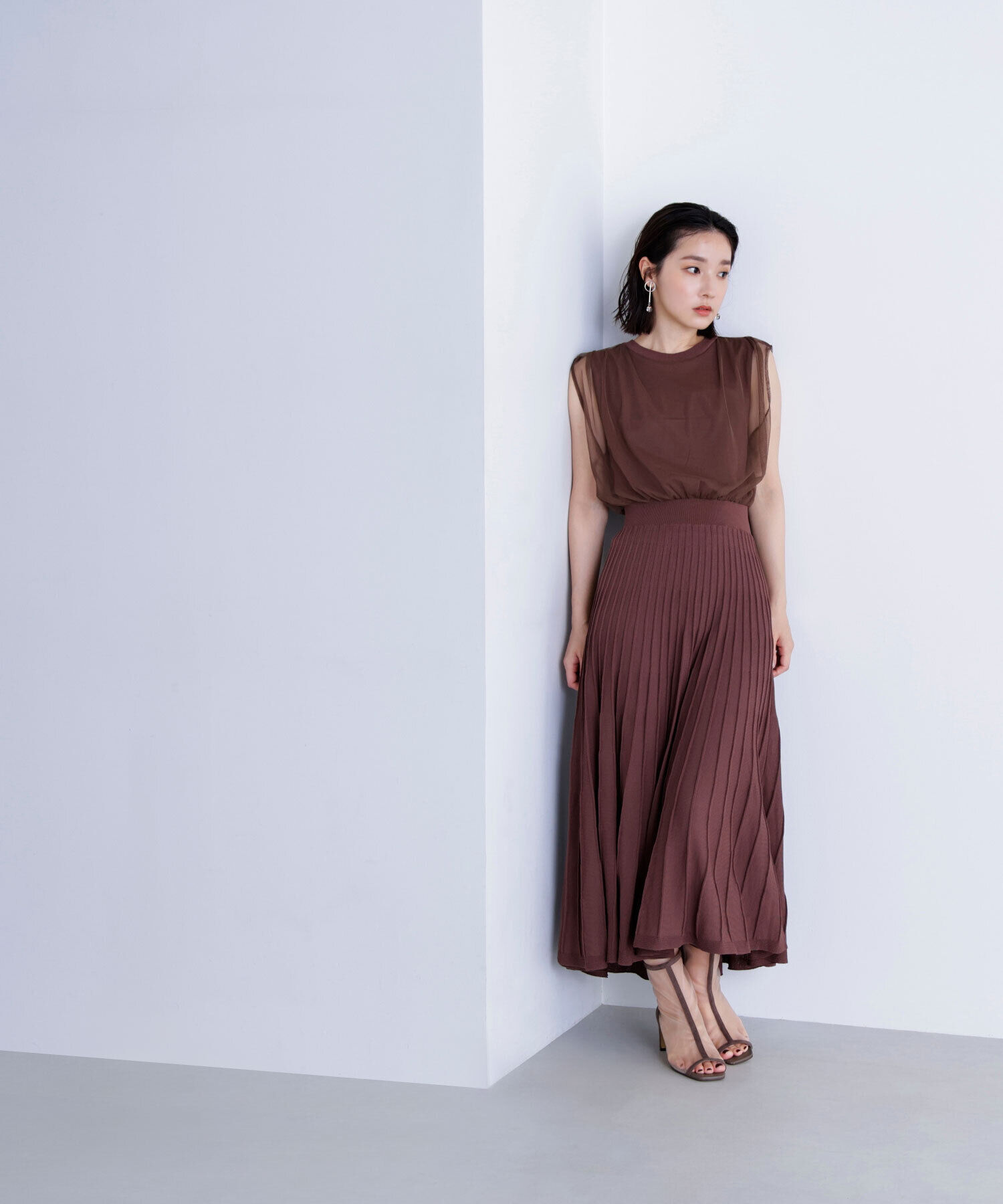  「チュールドッキングニットワンピース」|ワンピース|